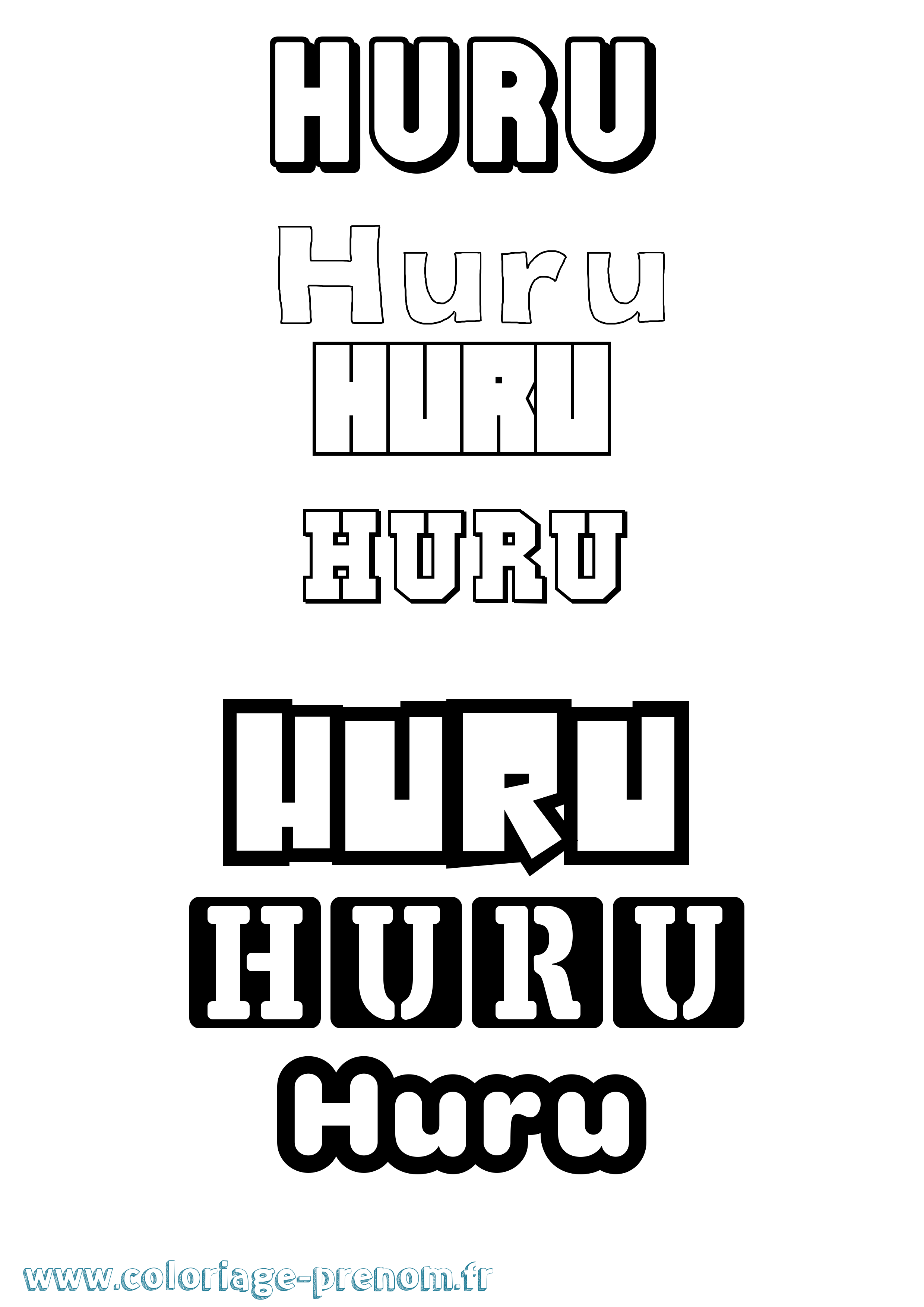 Coloriage Huru Simple Coloriage prénom Huru Simple