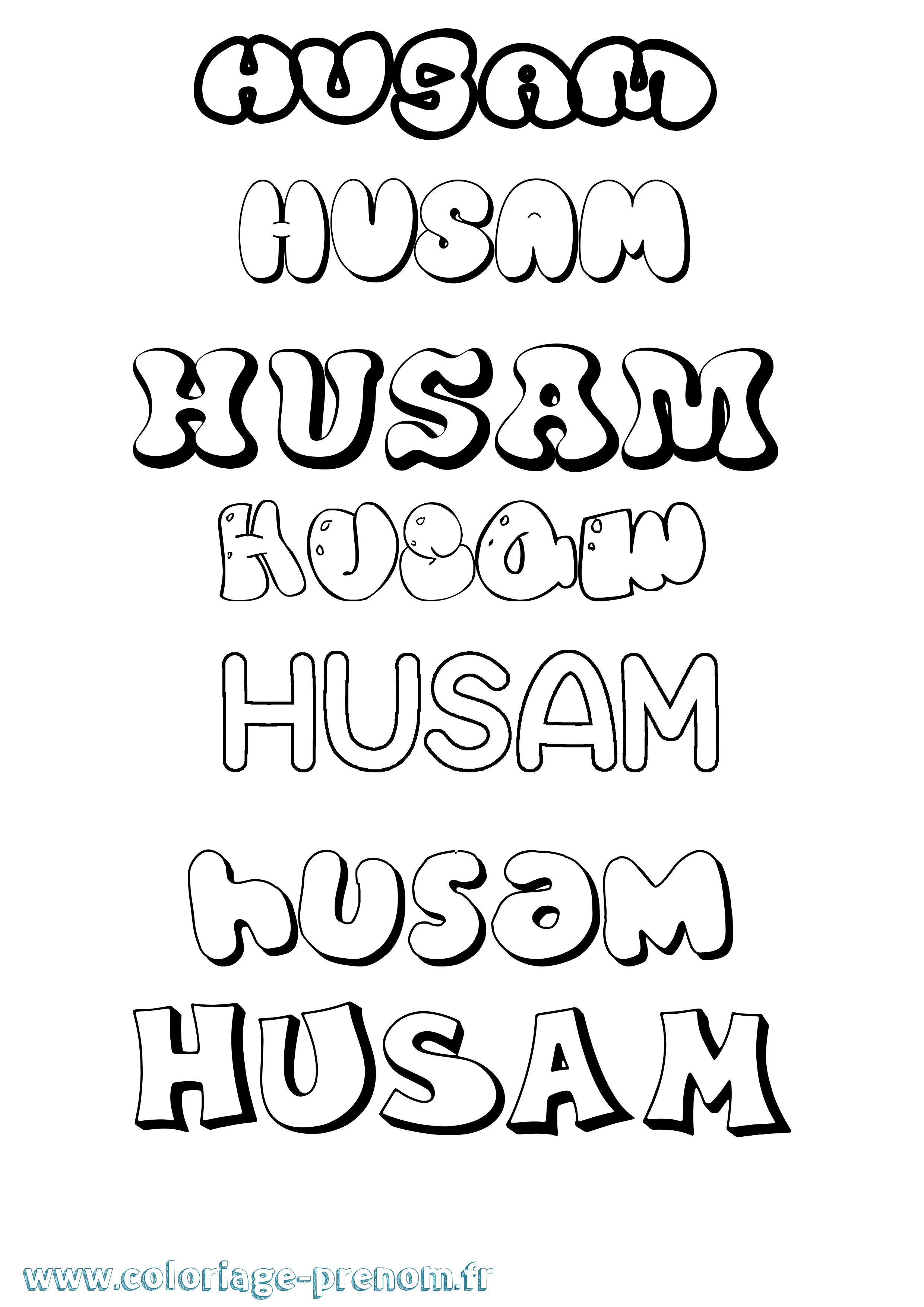 Coloriage Husam Bubble Coloriage prénom Husam Bubble