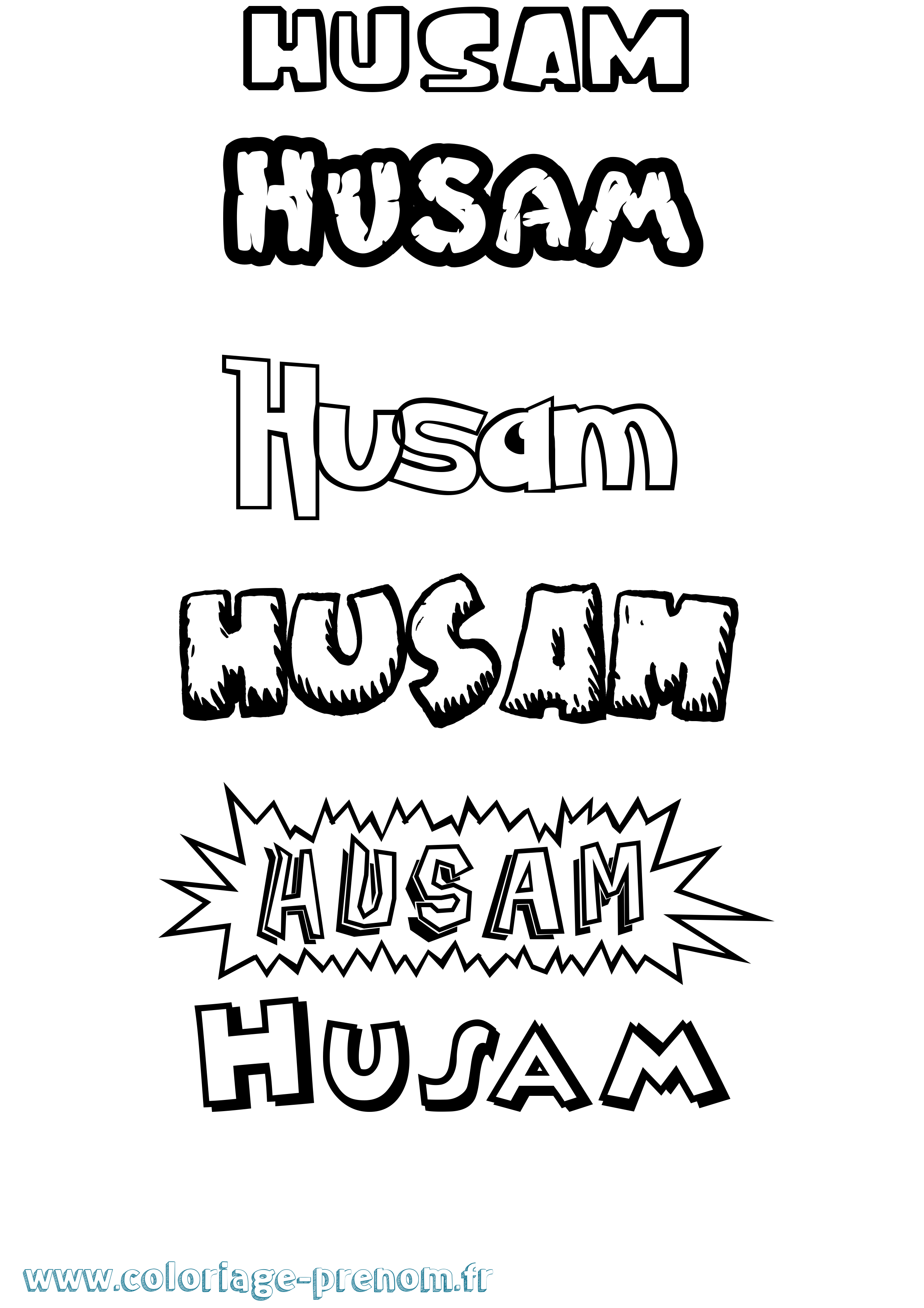 Coloriage Husam Dessin Animé Coloriage prénom Husam Dessin Animé