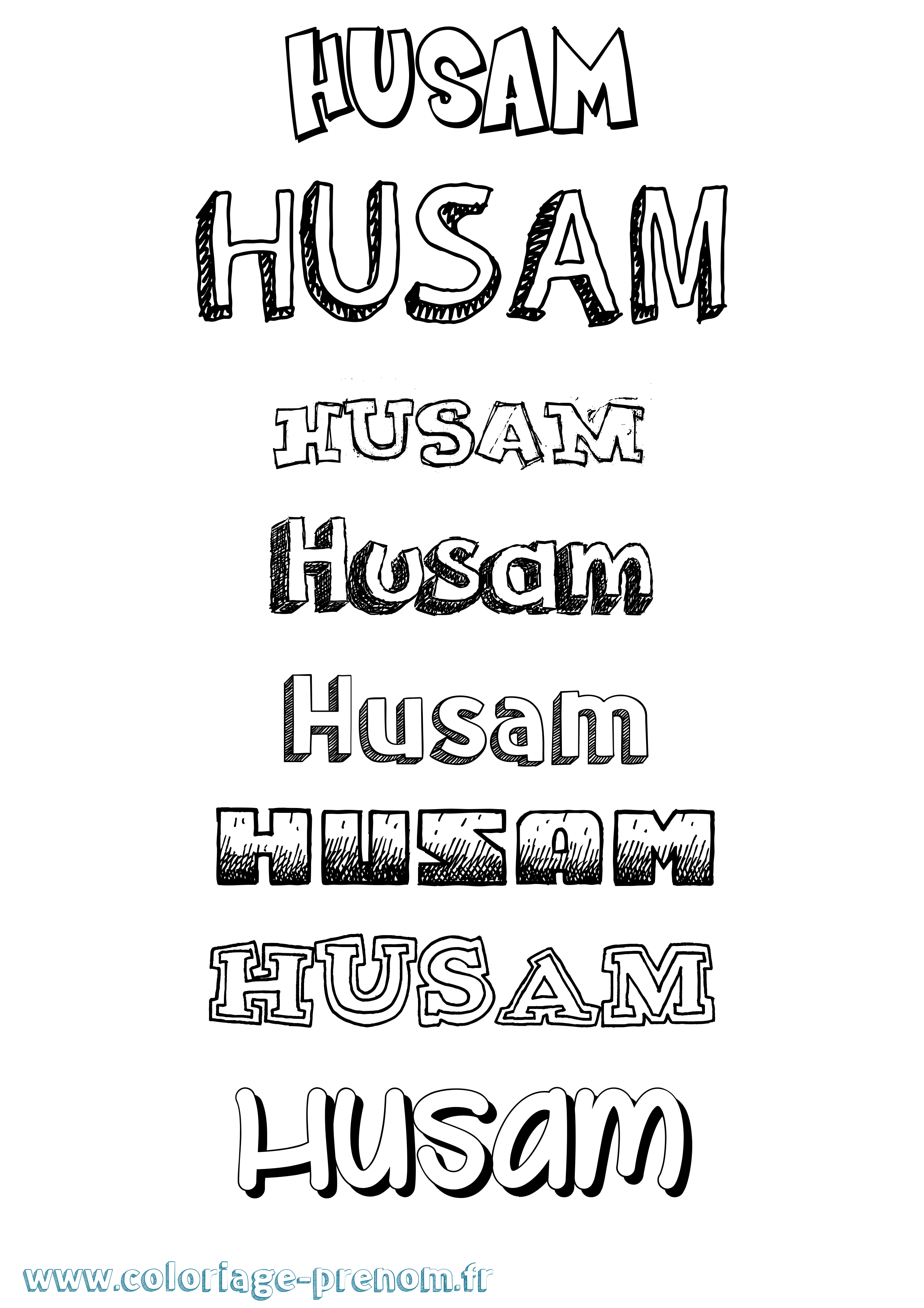 Coloriage Husam Dessiné Coloriage prénom Husam Dessiné