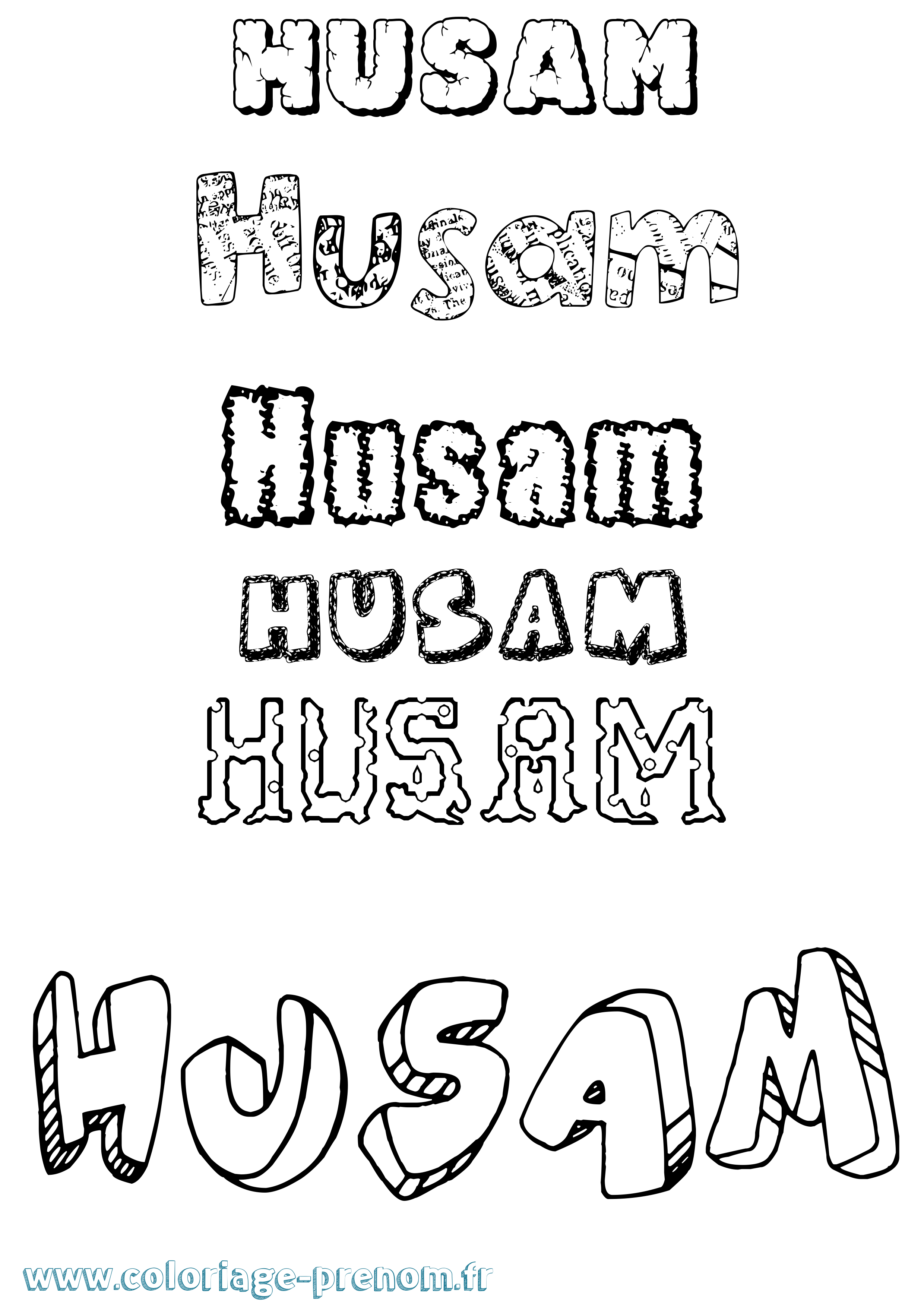 Coloriage Husam Destructuré Coloriage prénom Husam Destructuré