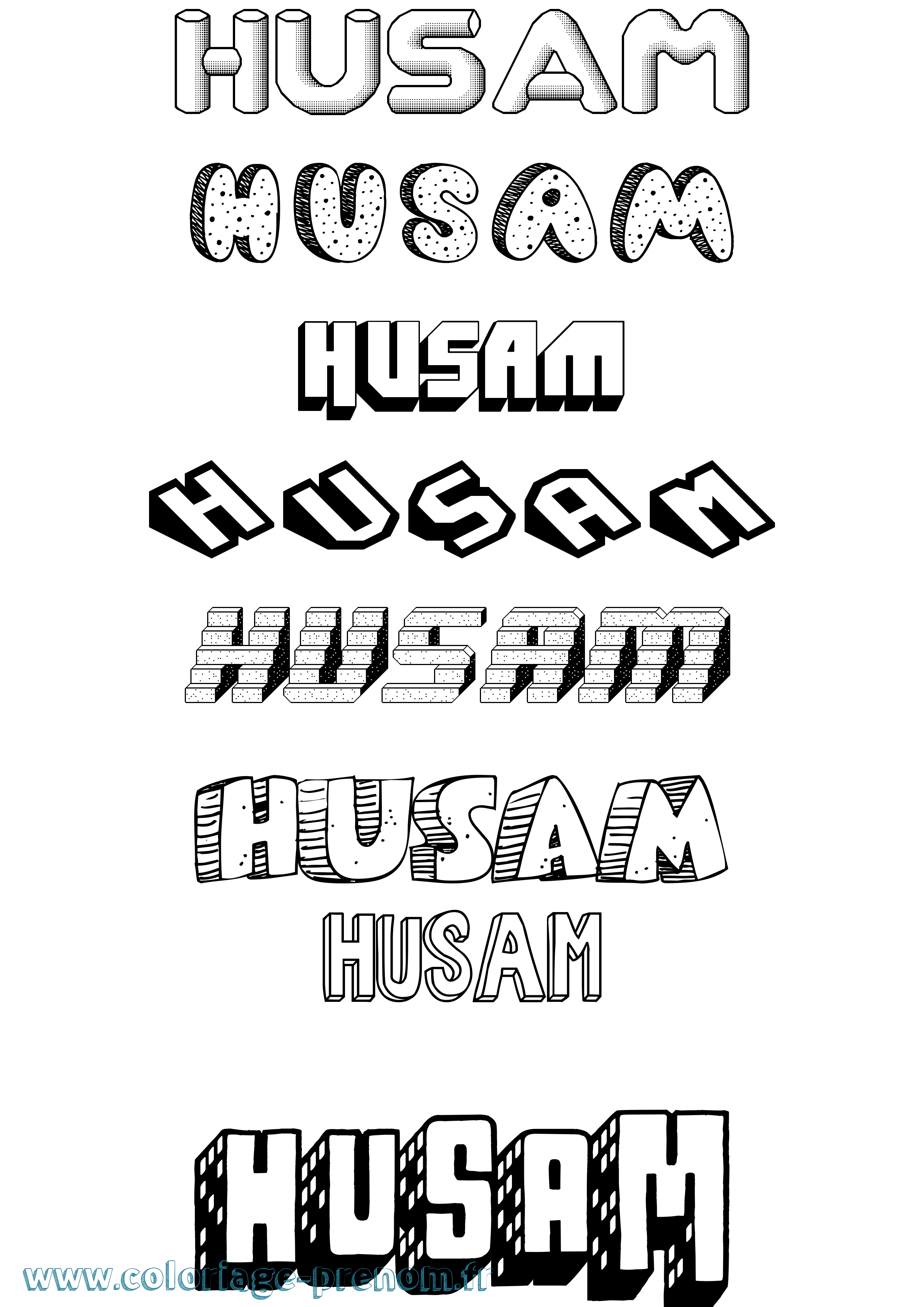 Coloriage Husam Effet 3D Coloriage prénom Husam Effet 3D