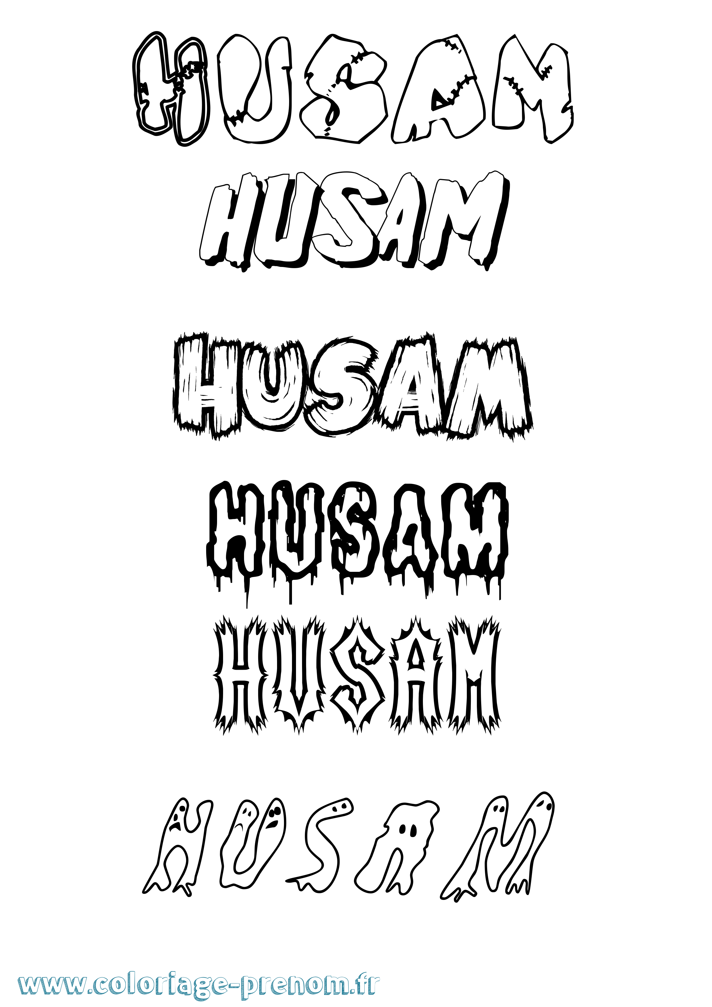 Coloriage Husam Frisson Coloriage prénom Husam Frisson