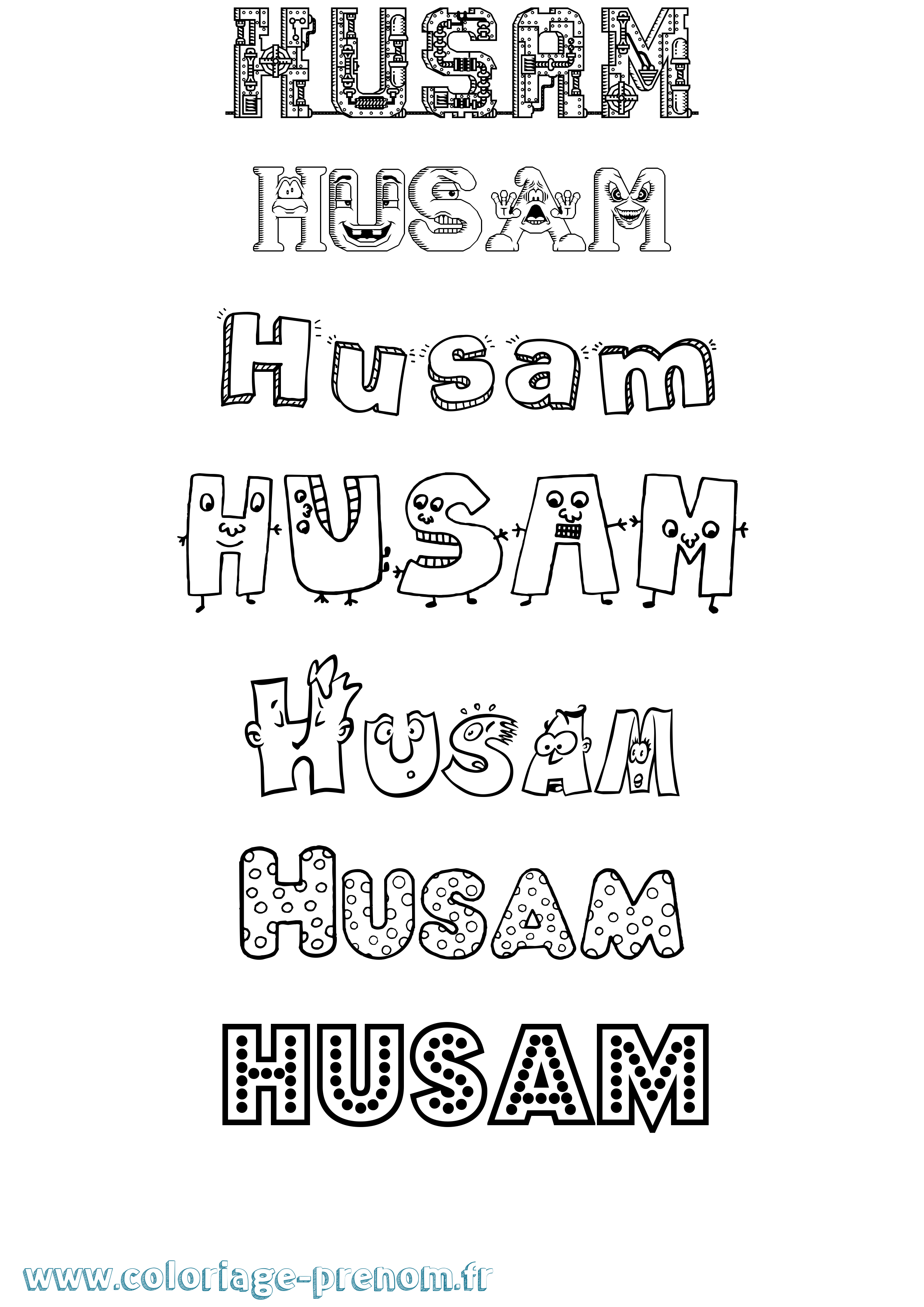 Coloriage Husam Fun Coloriage prénom Husam Fun