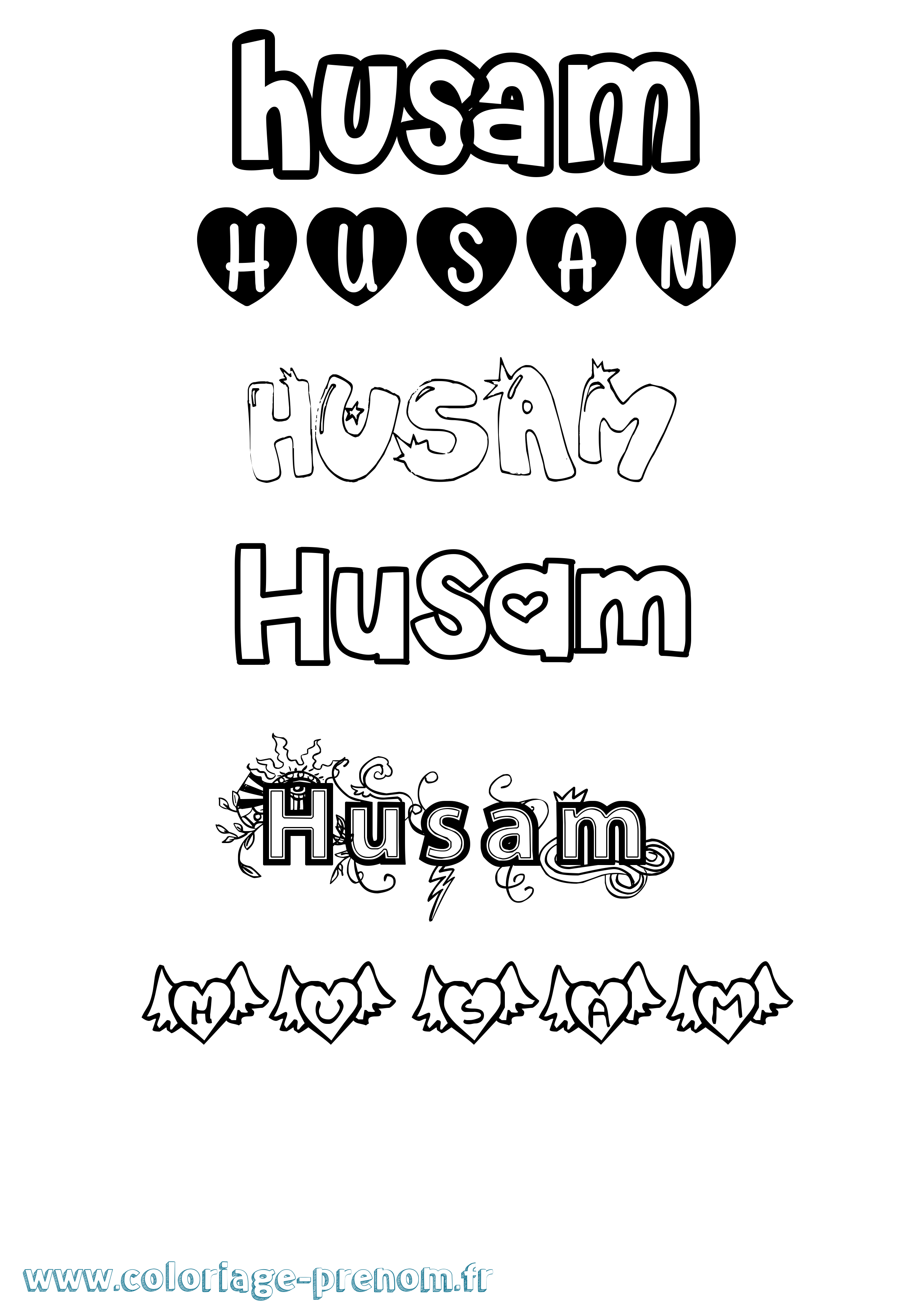 Coloriage Husam Girly Coloriage prénom Husam Girly