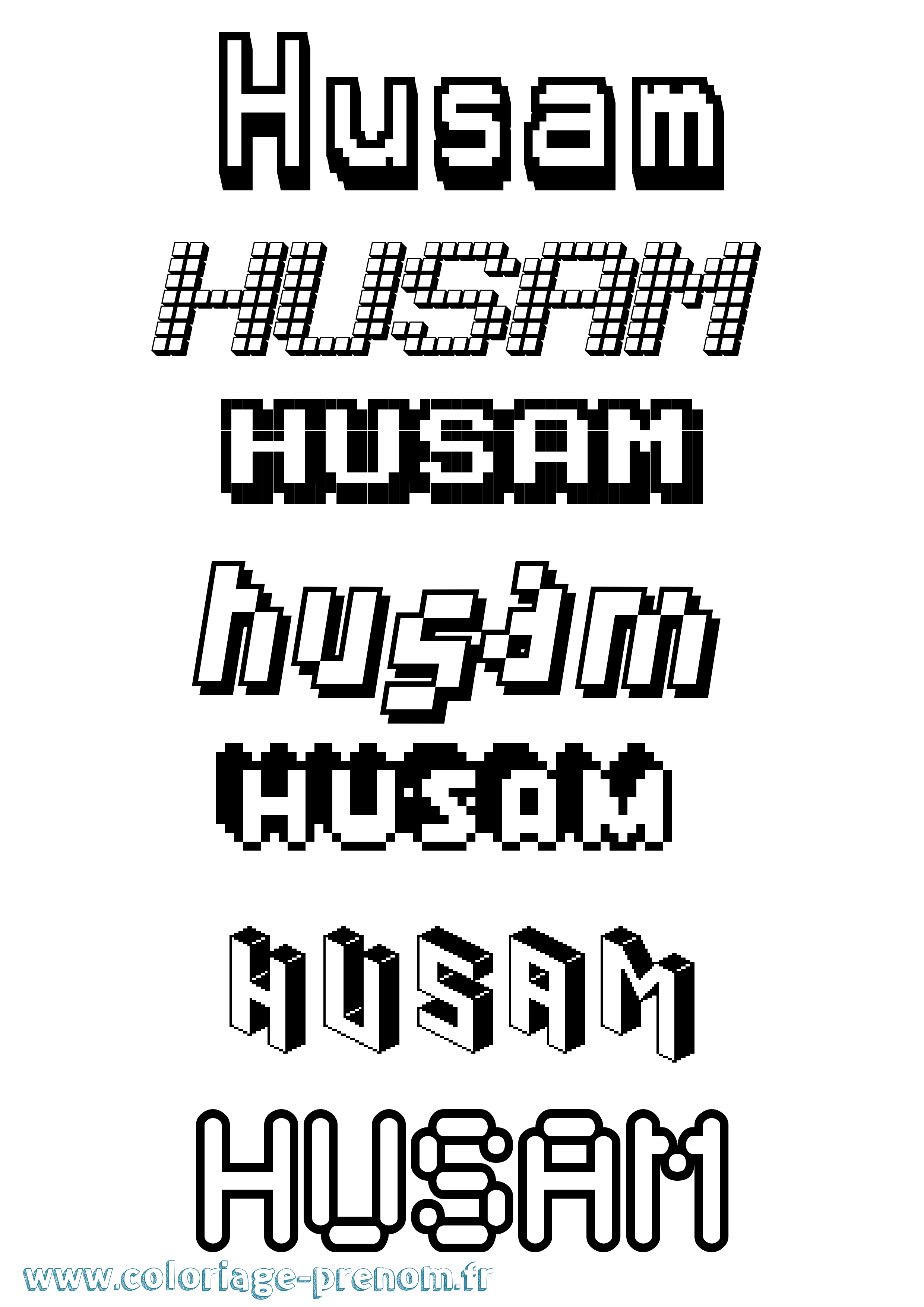 Coloriage Husam Pixel Coloriage prénom Husam Pixel