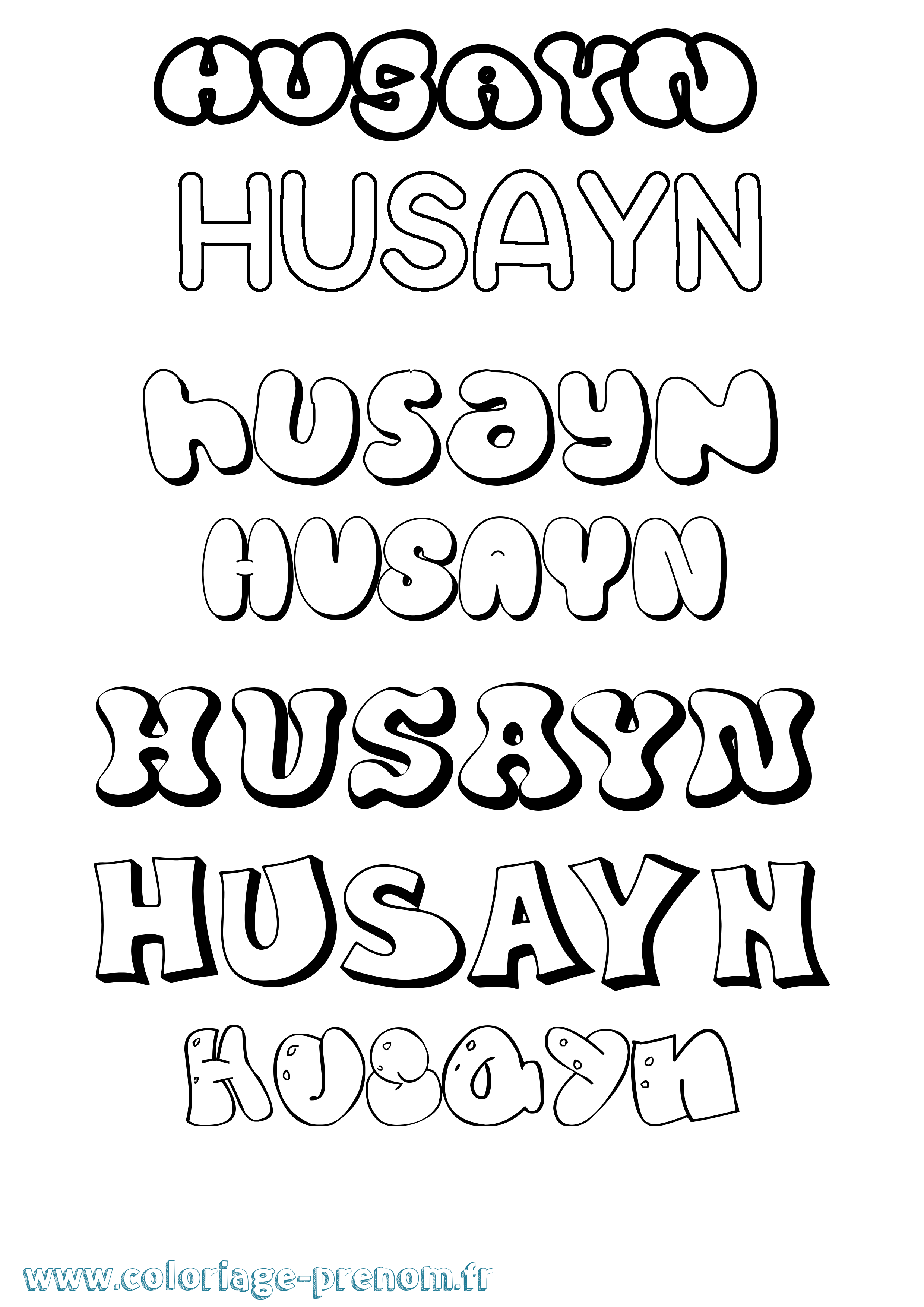 Coloriage Husayn Bubble Coloriage prénom Husayn Bubble