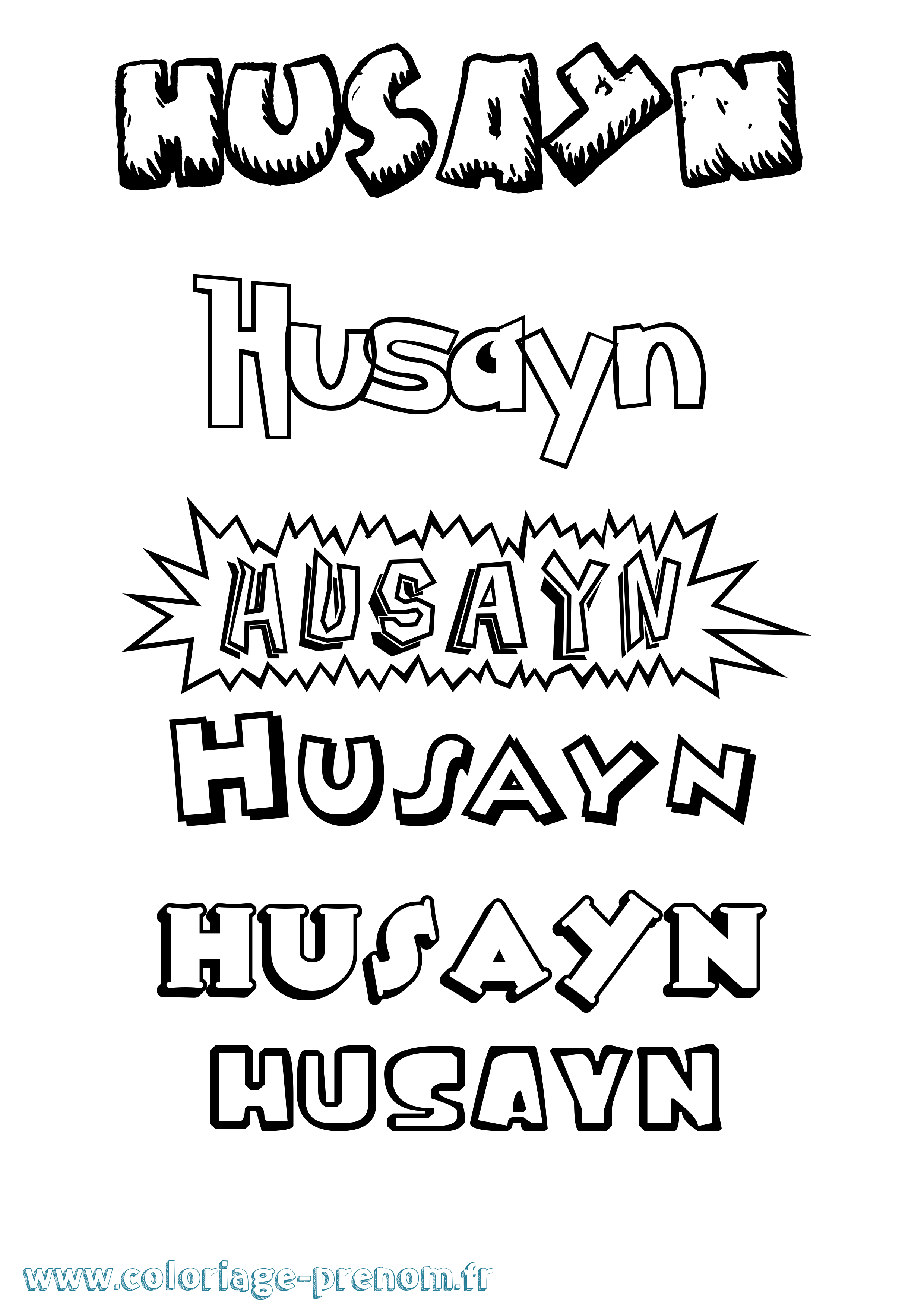 Coloriage Husayn Dessin Animé Coloriage prénom Husayn Dessin Animé