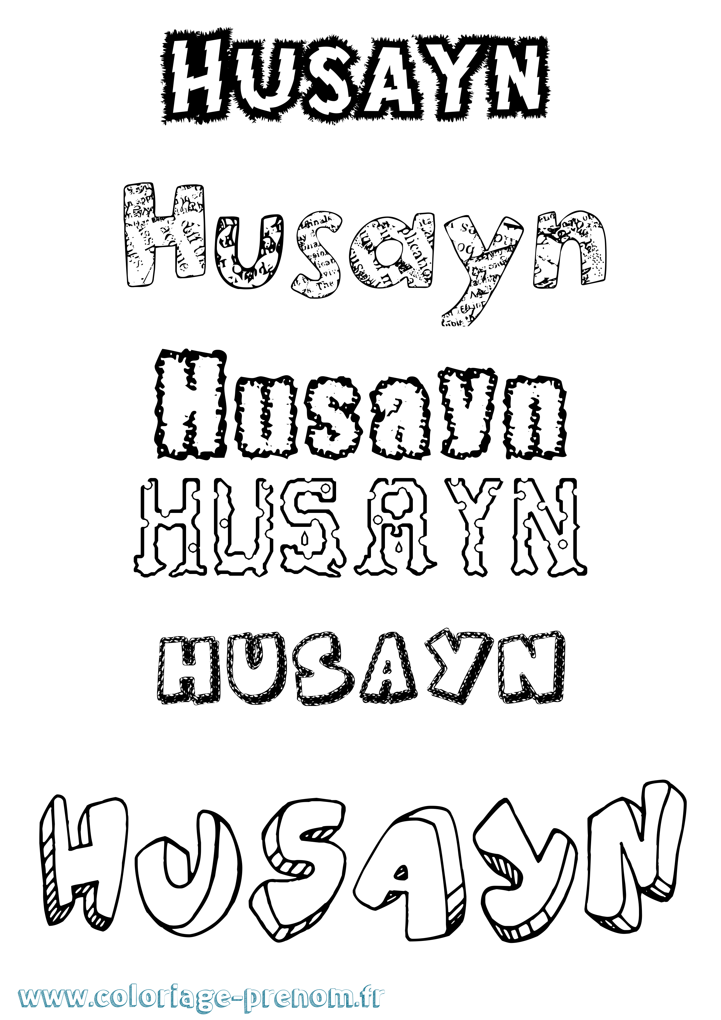 Coloriage Husayn Destructuré Coloriage prénom Husayn Destructuré
