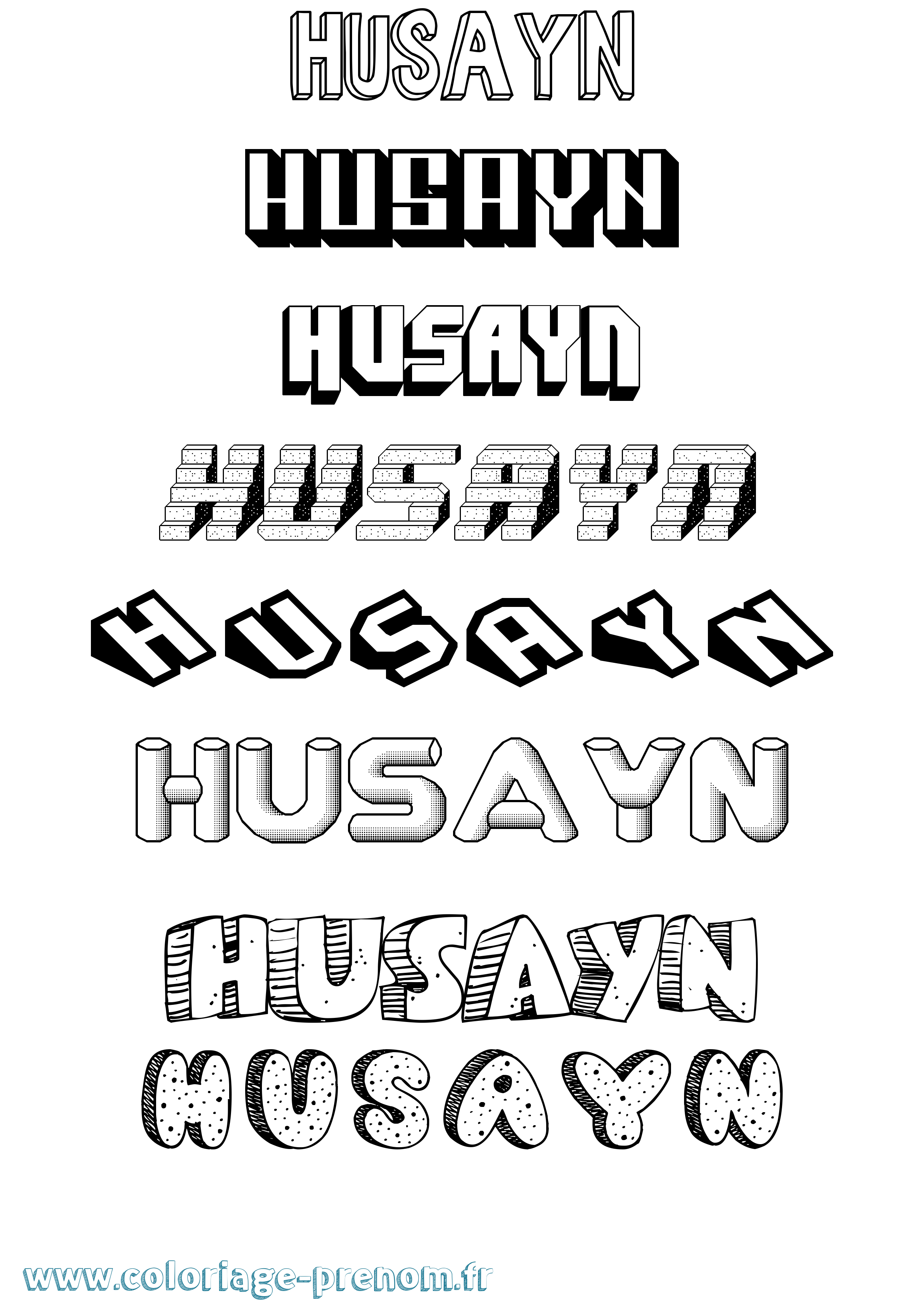 Coloriage Husayn Effet 3D Coloriage prénom Husayn Effet 3D
