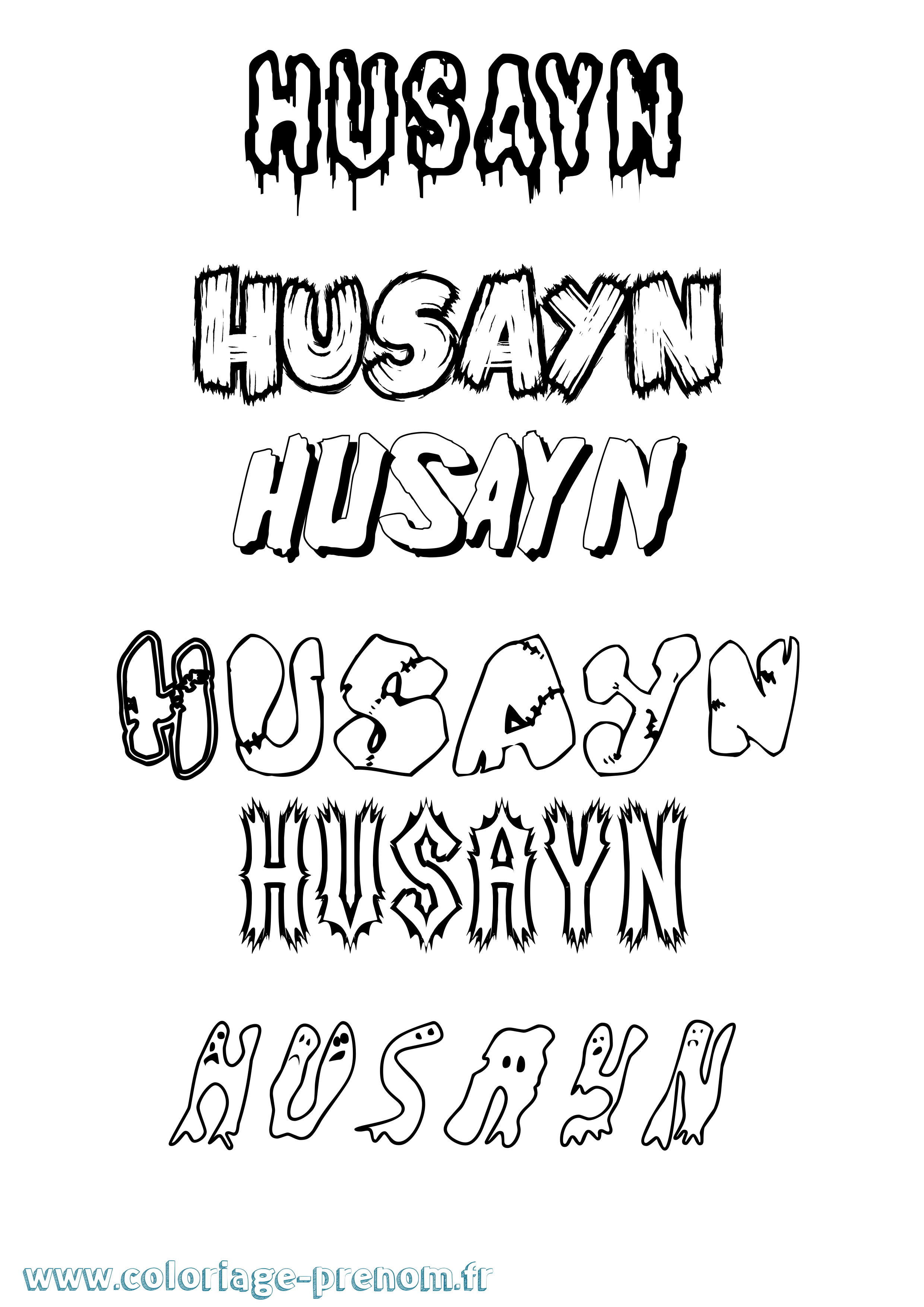 Coloriage Husayn Frisson Coloriage prénom Husayn Frisson