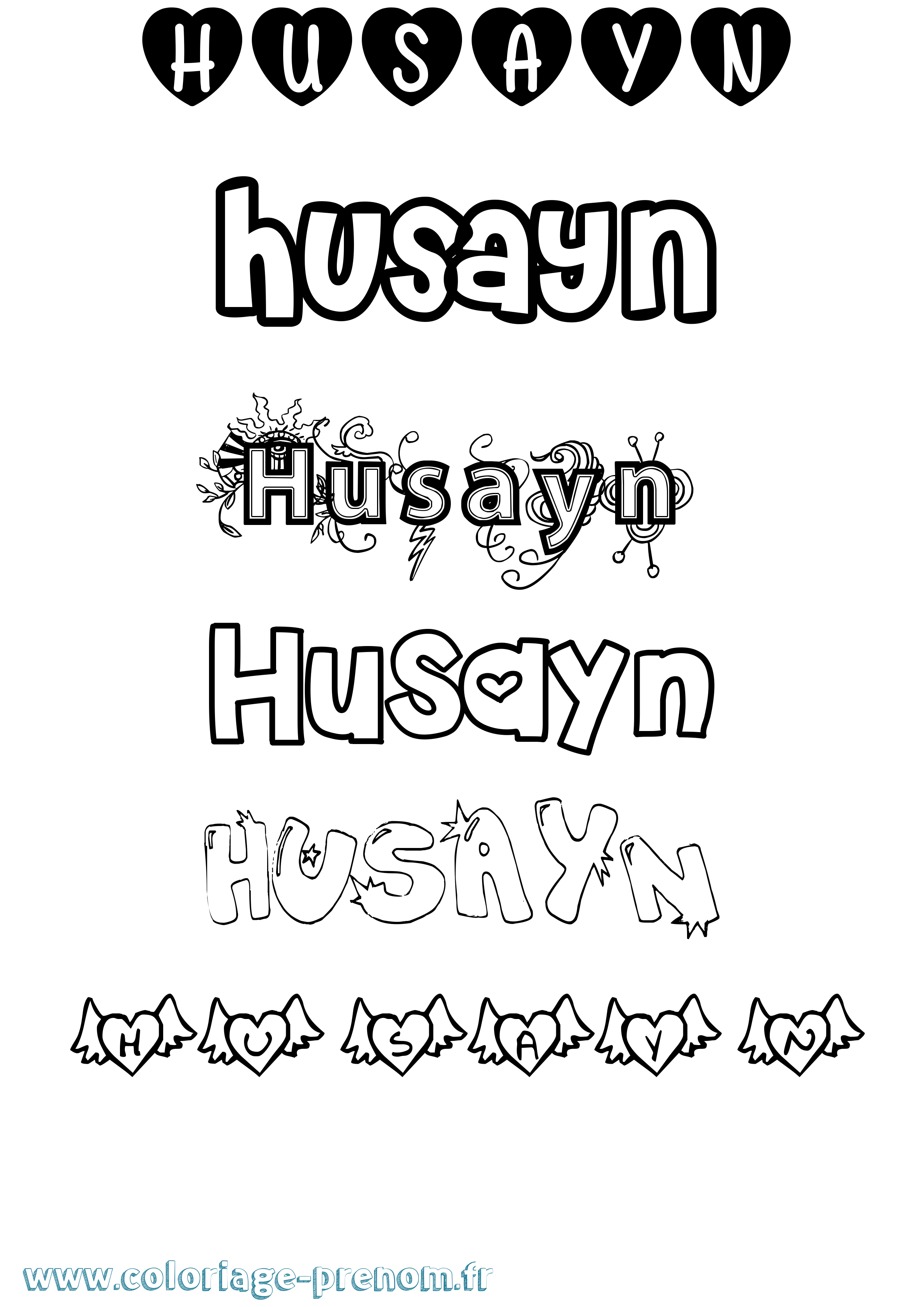 Coloriage Husayn Girly Coloriage prénom Husayn Girly