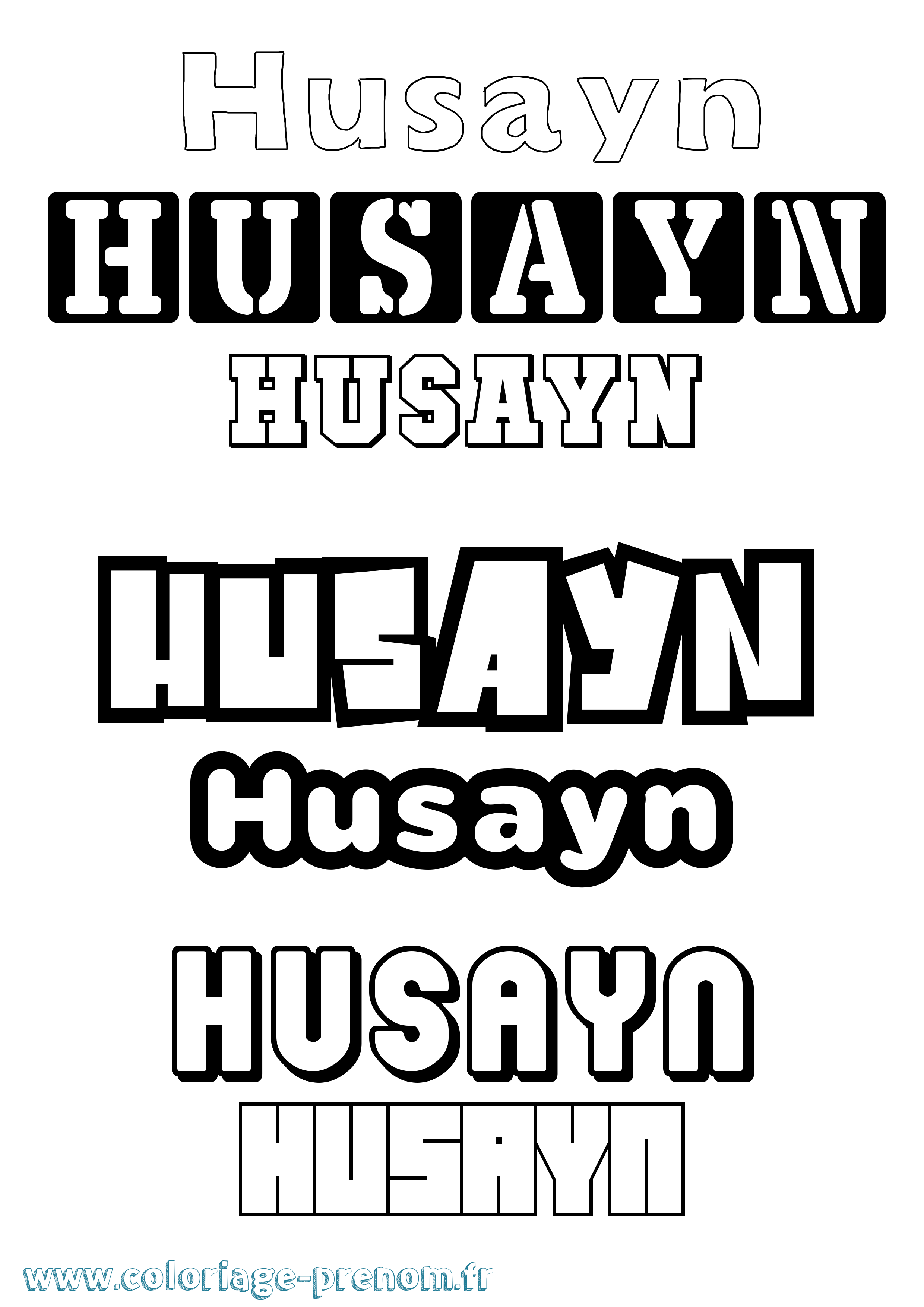 Coloriage Husayn Simple Coloriage prénom Husayn Simple