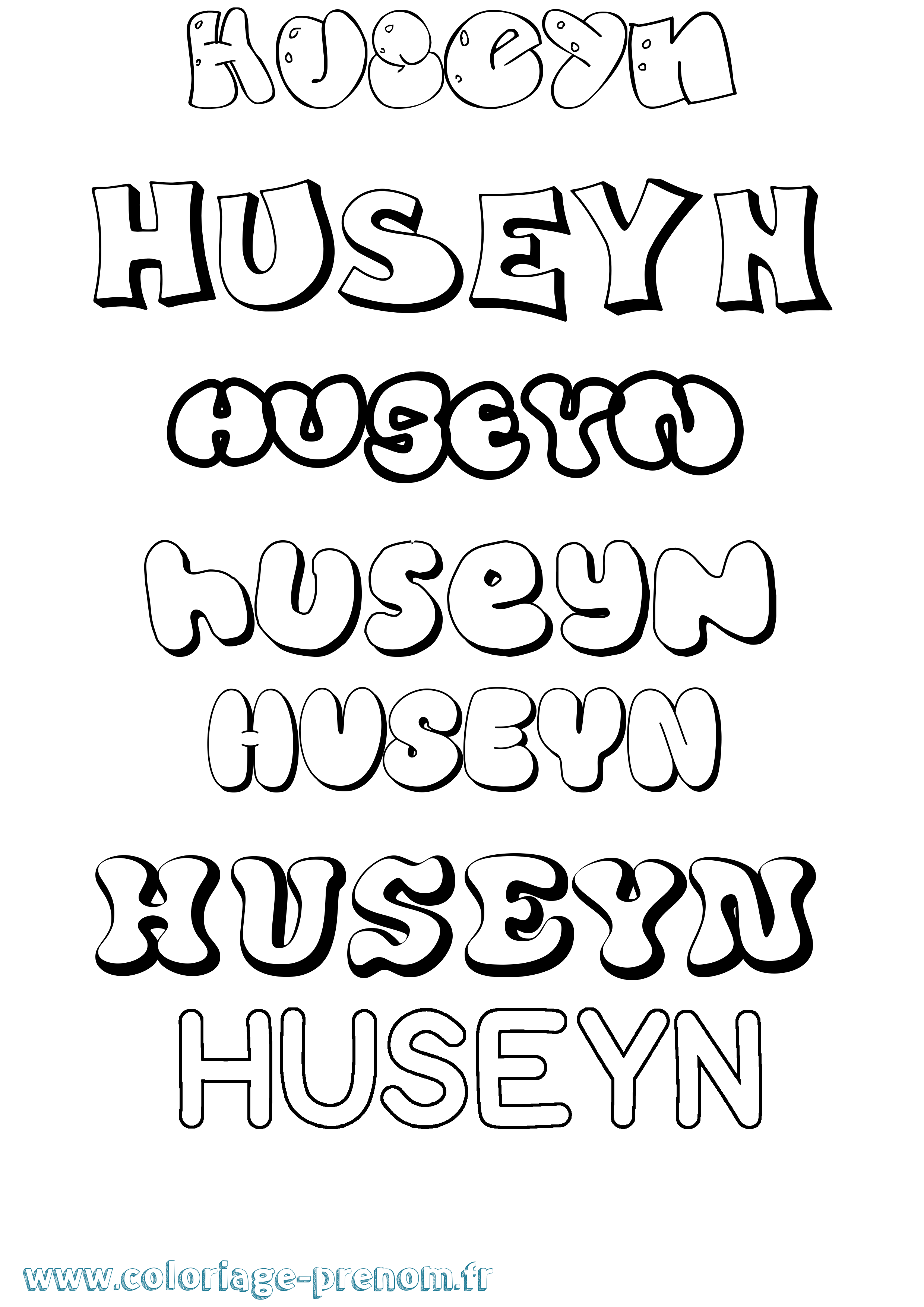 Coloriage Huseyn Bubble Coloriage prénom Huseyn Bubble