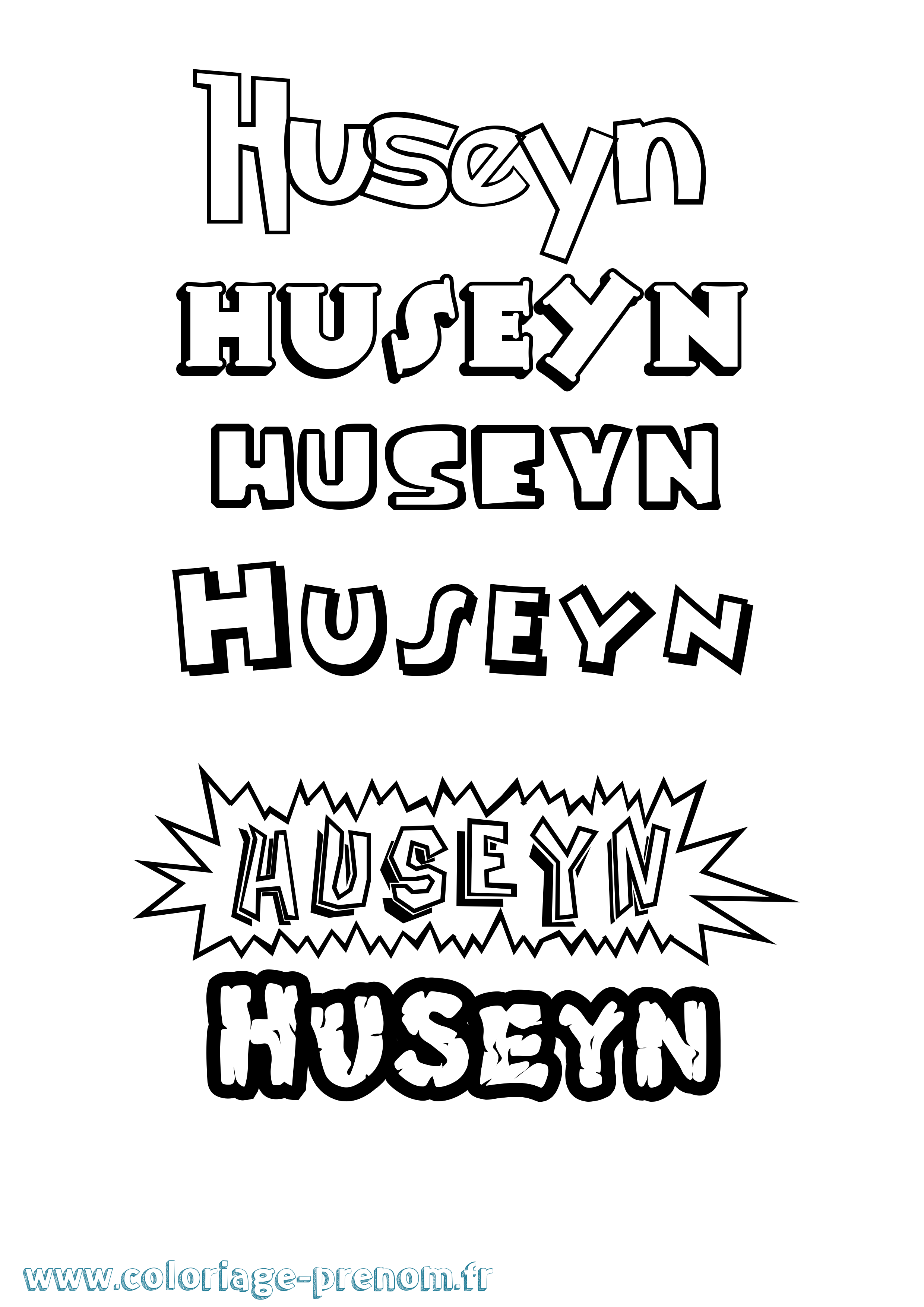 Coloriage Huseyn Dessin Animé Coloriage prénom Huseyn Dessin Animé