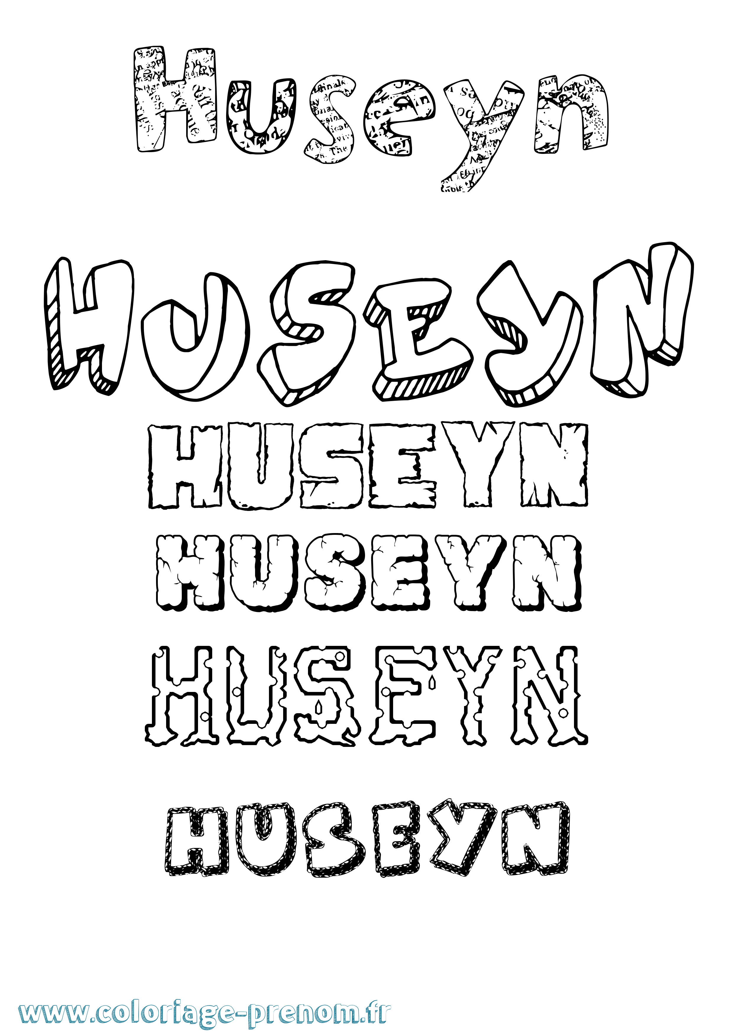Coloriage Huseyn Destructuré Coloriage prénom Huseyn Destructuré
