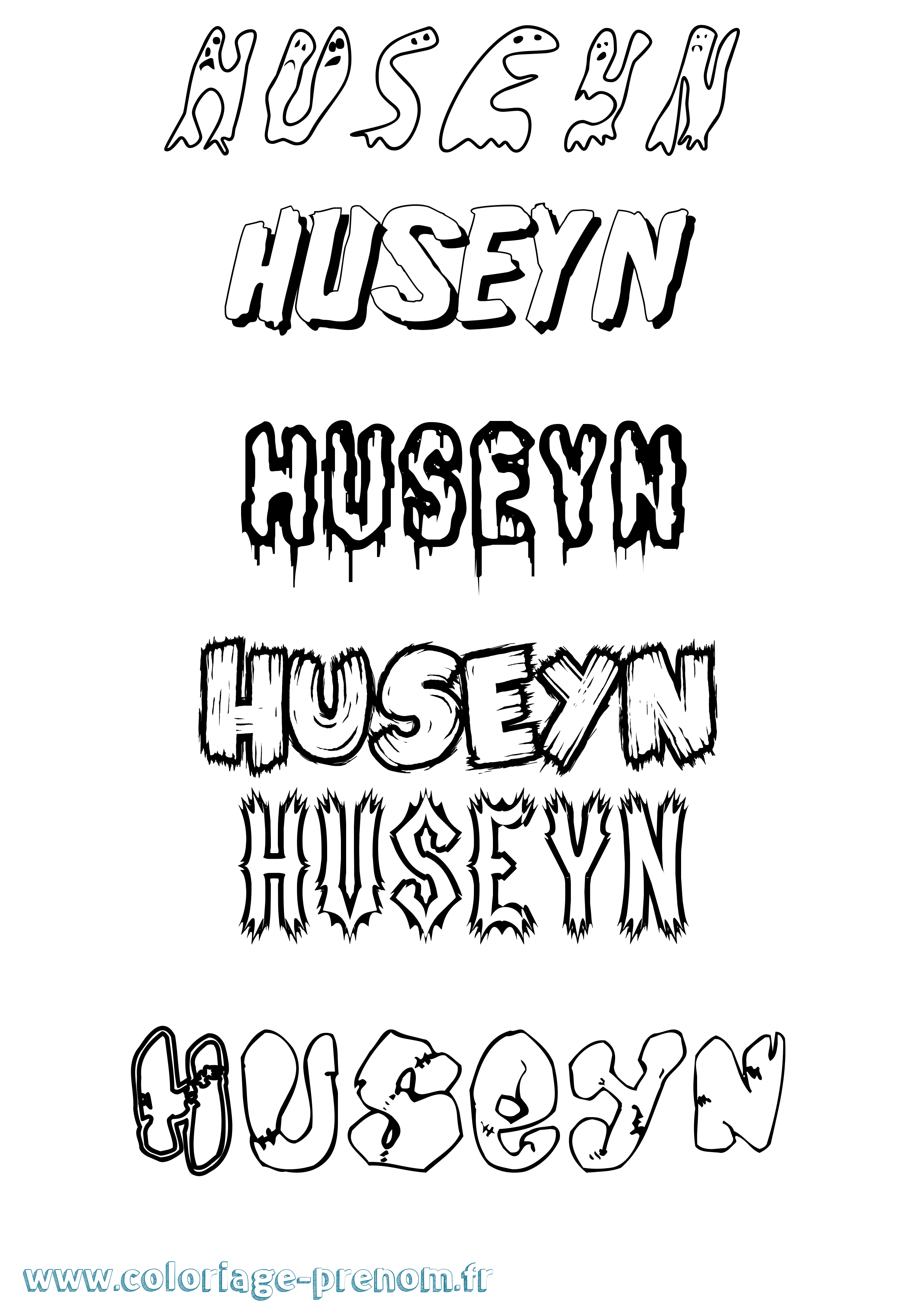 Coloriage Huseyn Frisson Coloriage prénom Huseyn Frisson