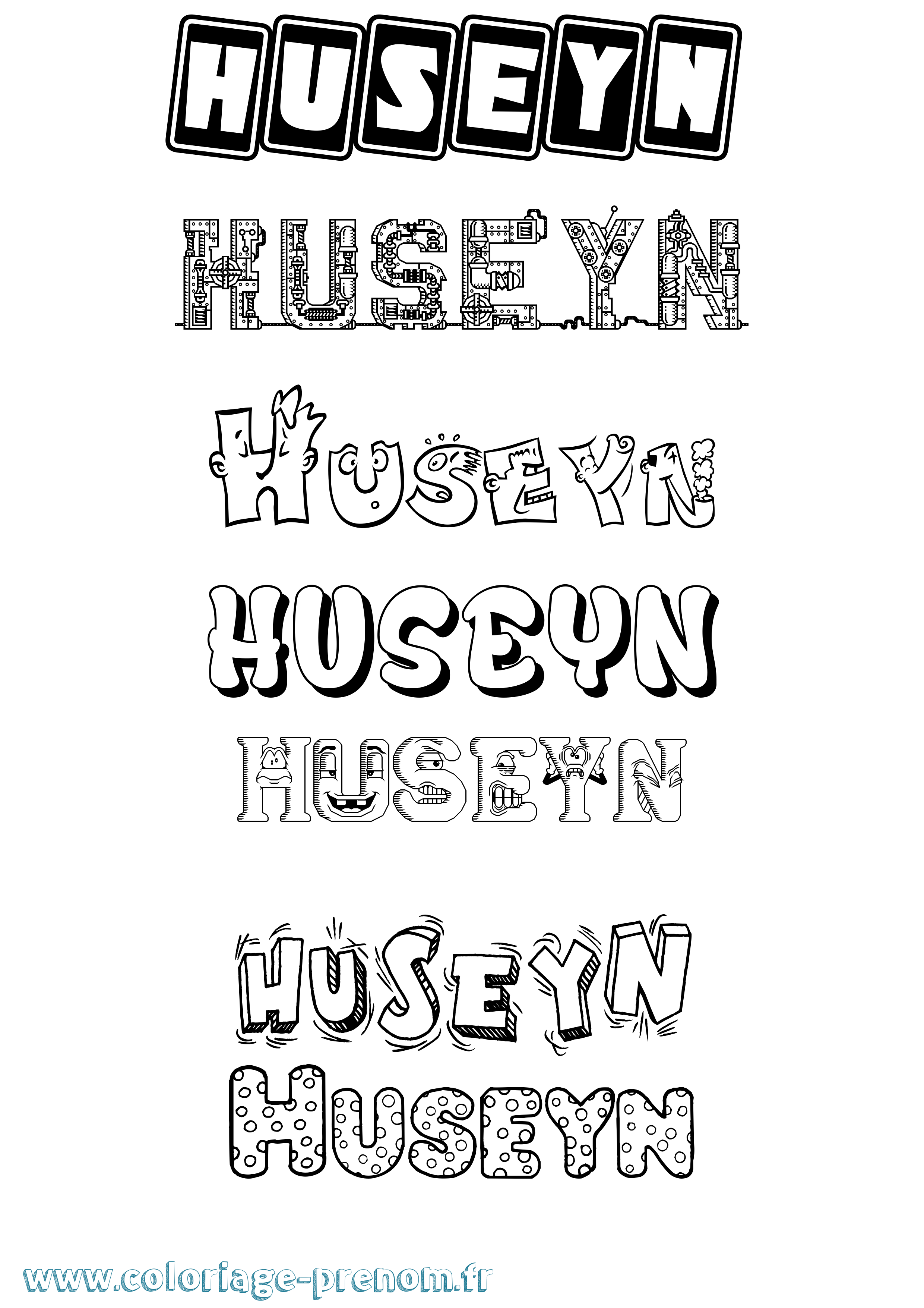 Coloriage Huseyn Fun Coloriage prénom Huseyn Fun