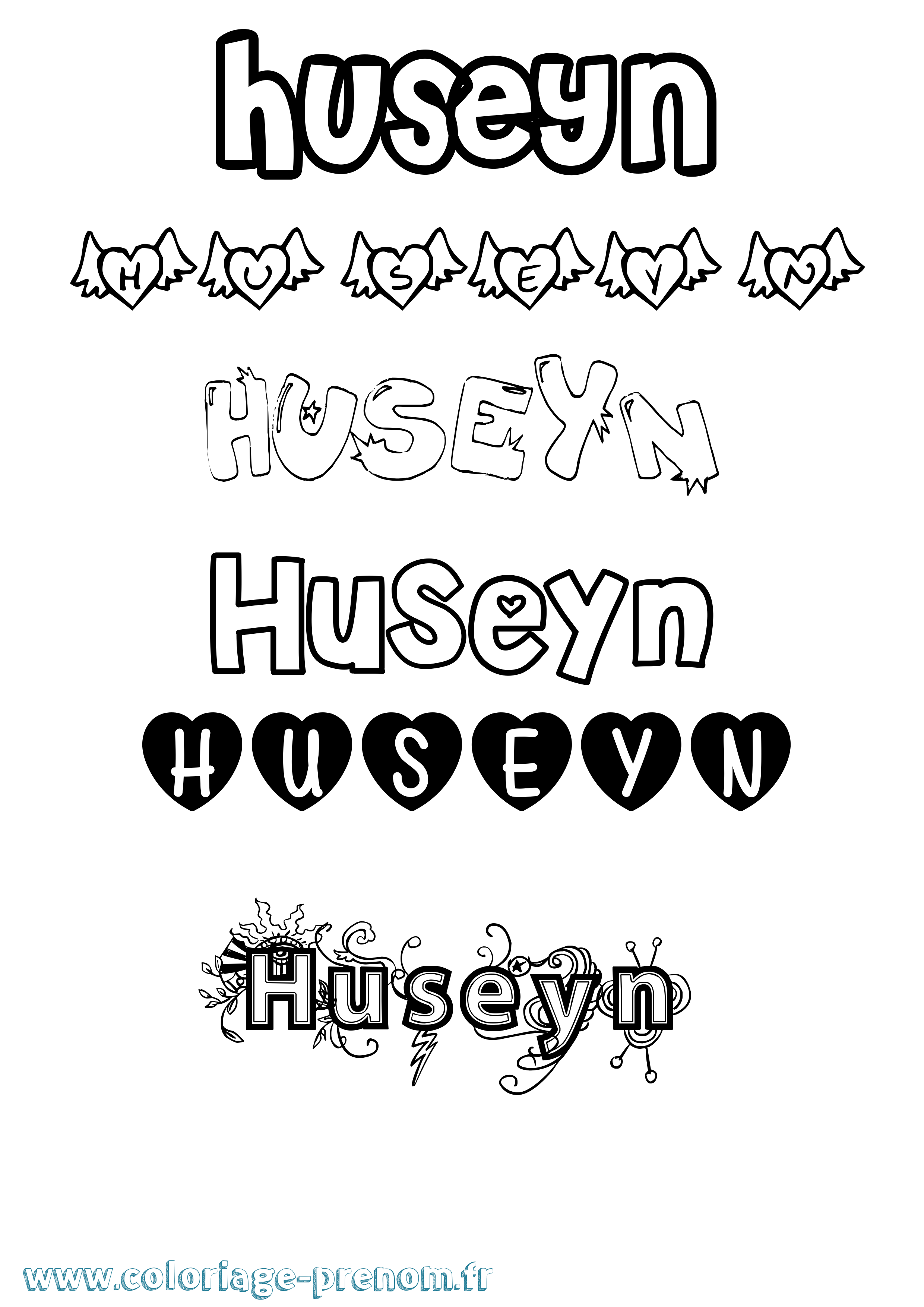 Coloriage Huseyn Girly Coloriage prénom Huseyn Girly