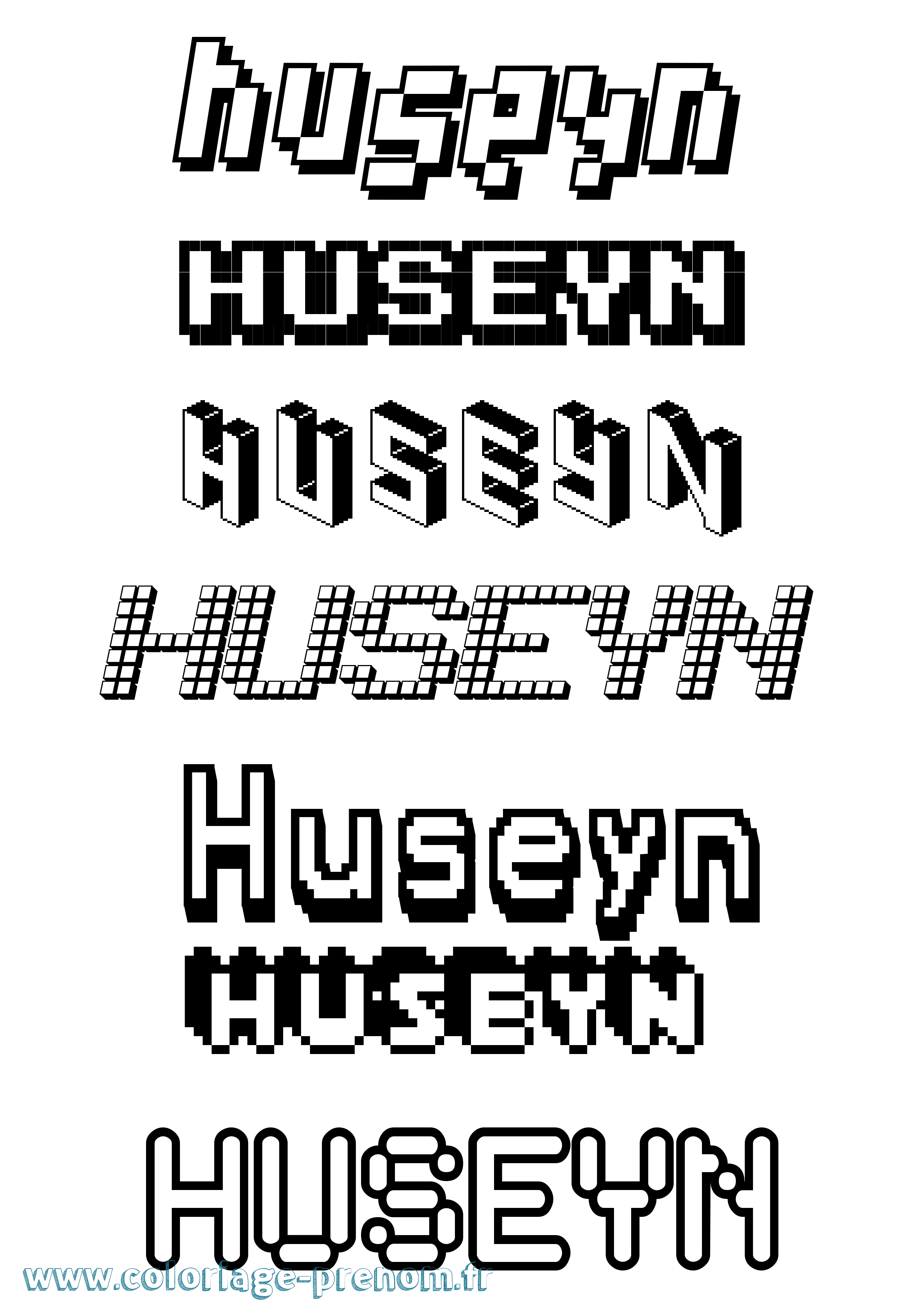 Coloriage Huseyn Pixel Coloriage prénom Huseyn Pixel