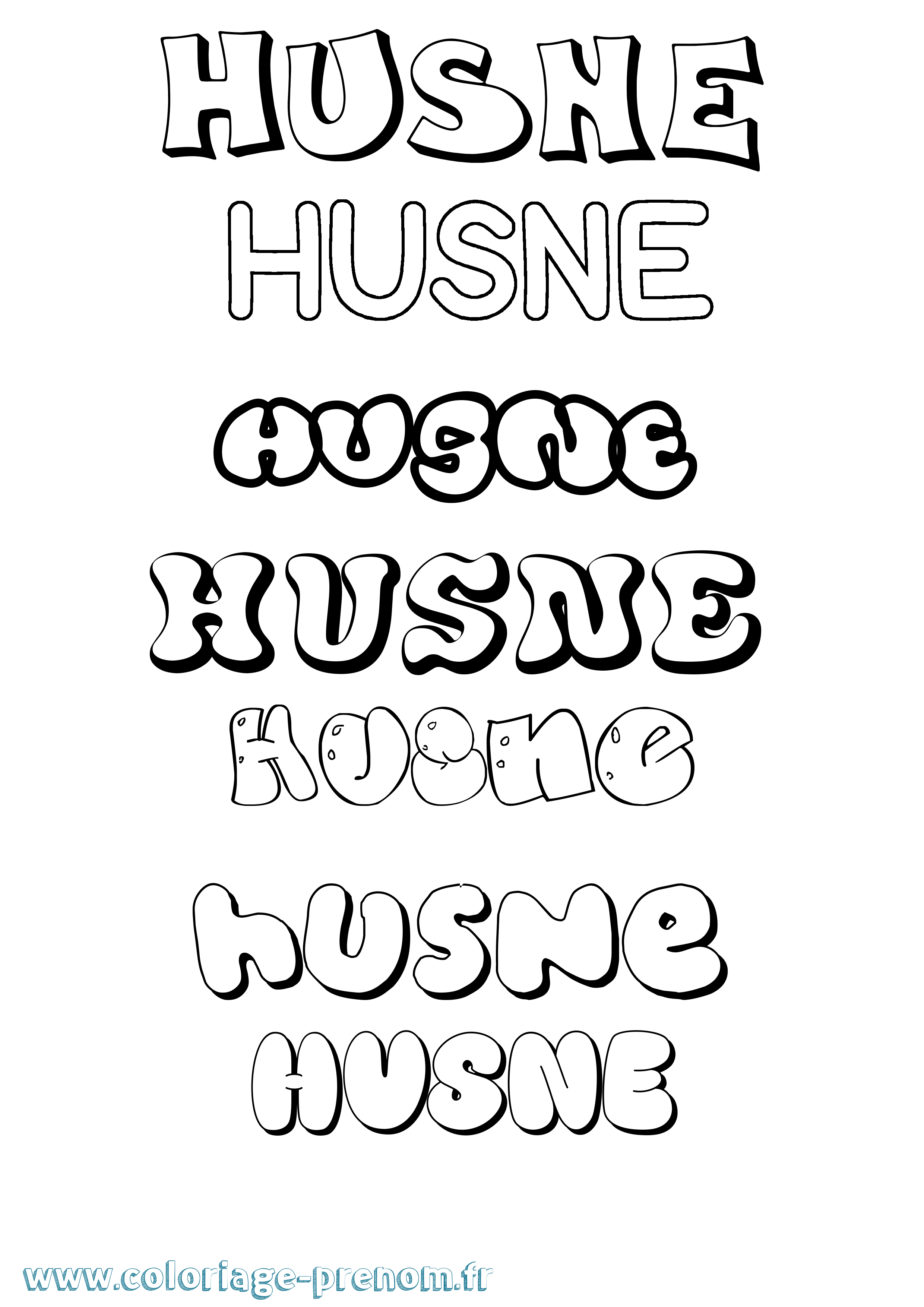 Coloriage Husne Bubble Coloriage prénom Husne Bubble