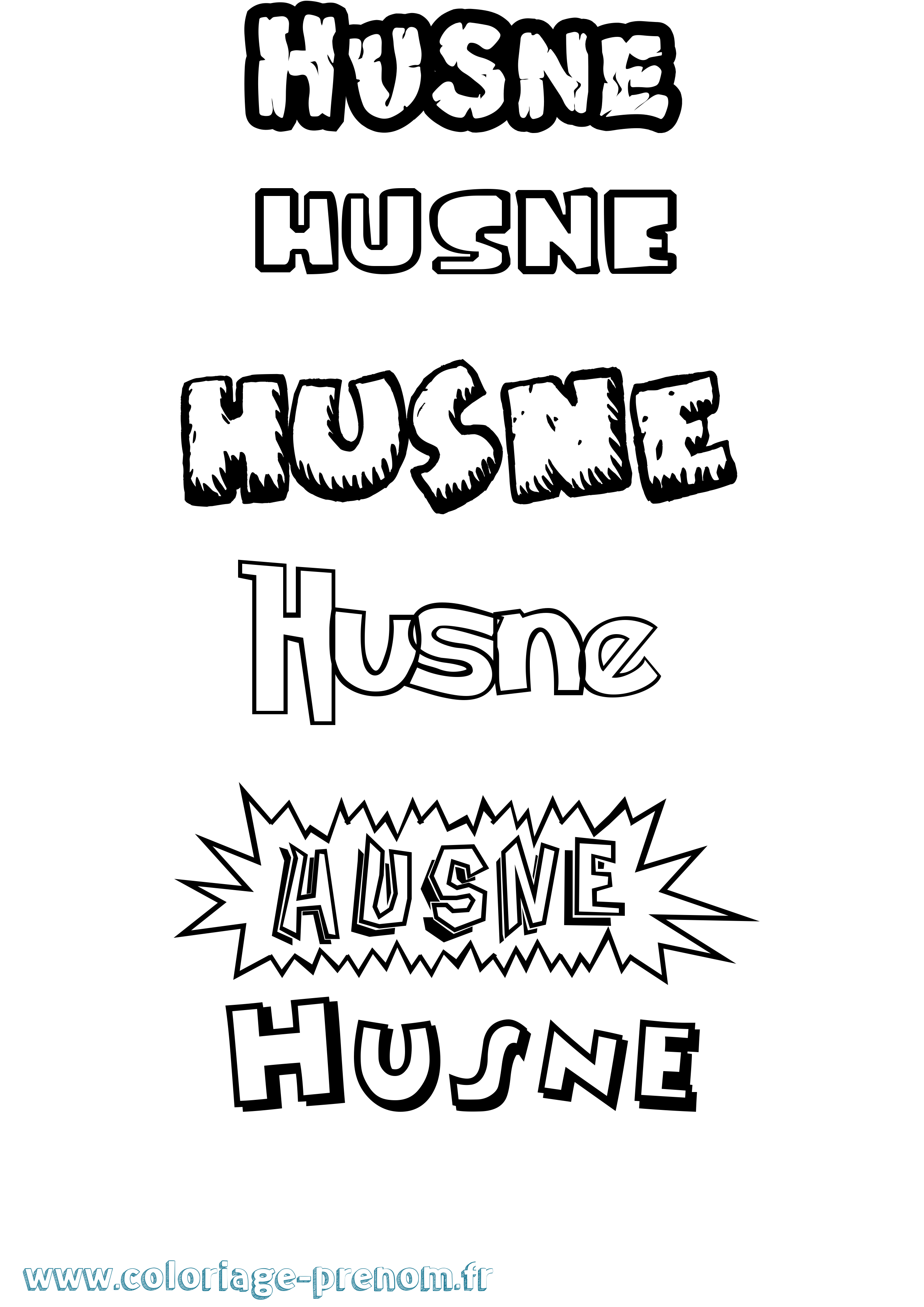 Coloriage Husne Dessin Animé Coloriage prénom Husne Dessin Animé