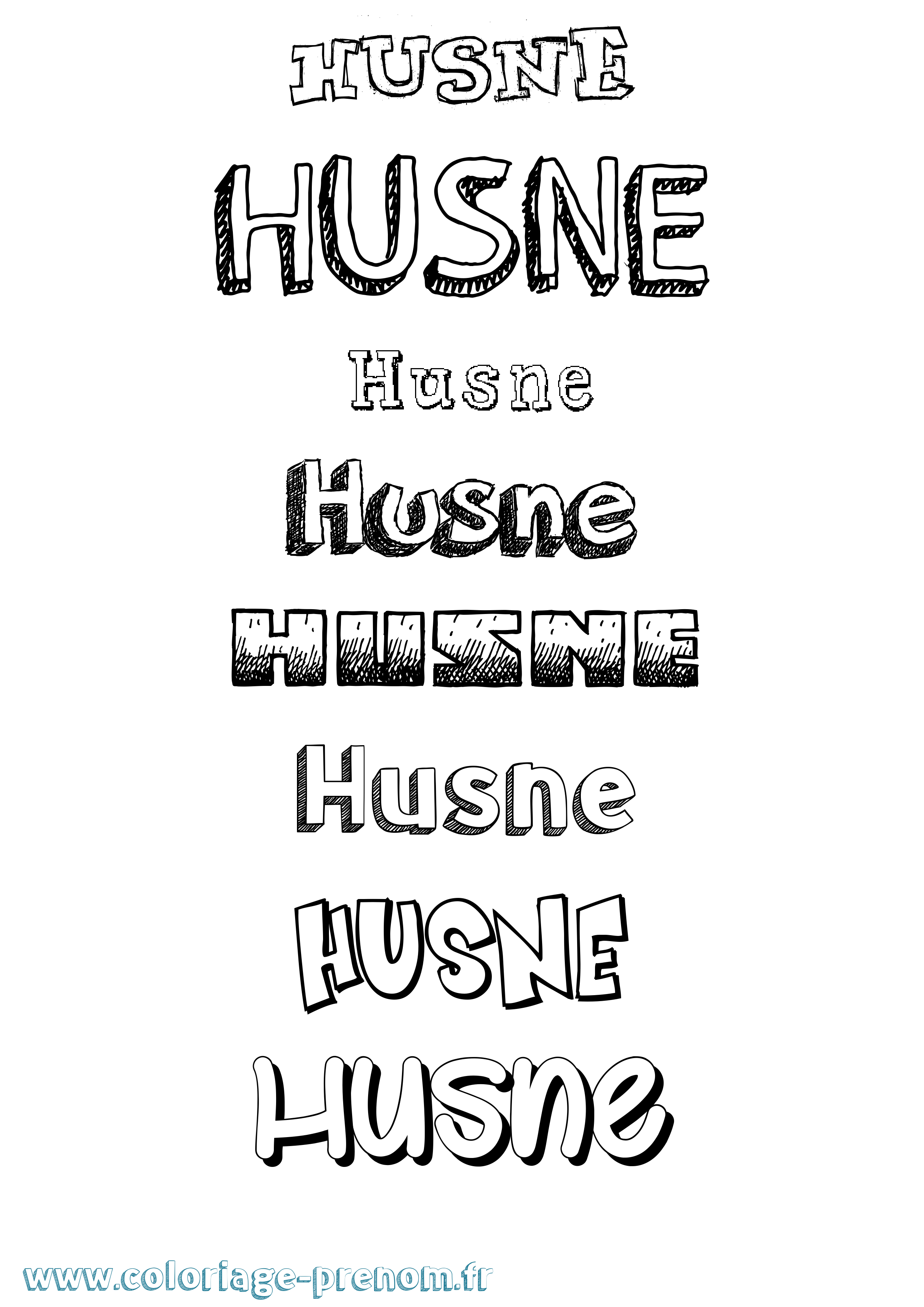 Coloriage Husne Dessiné Coloriage prénom Husne Dessiné