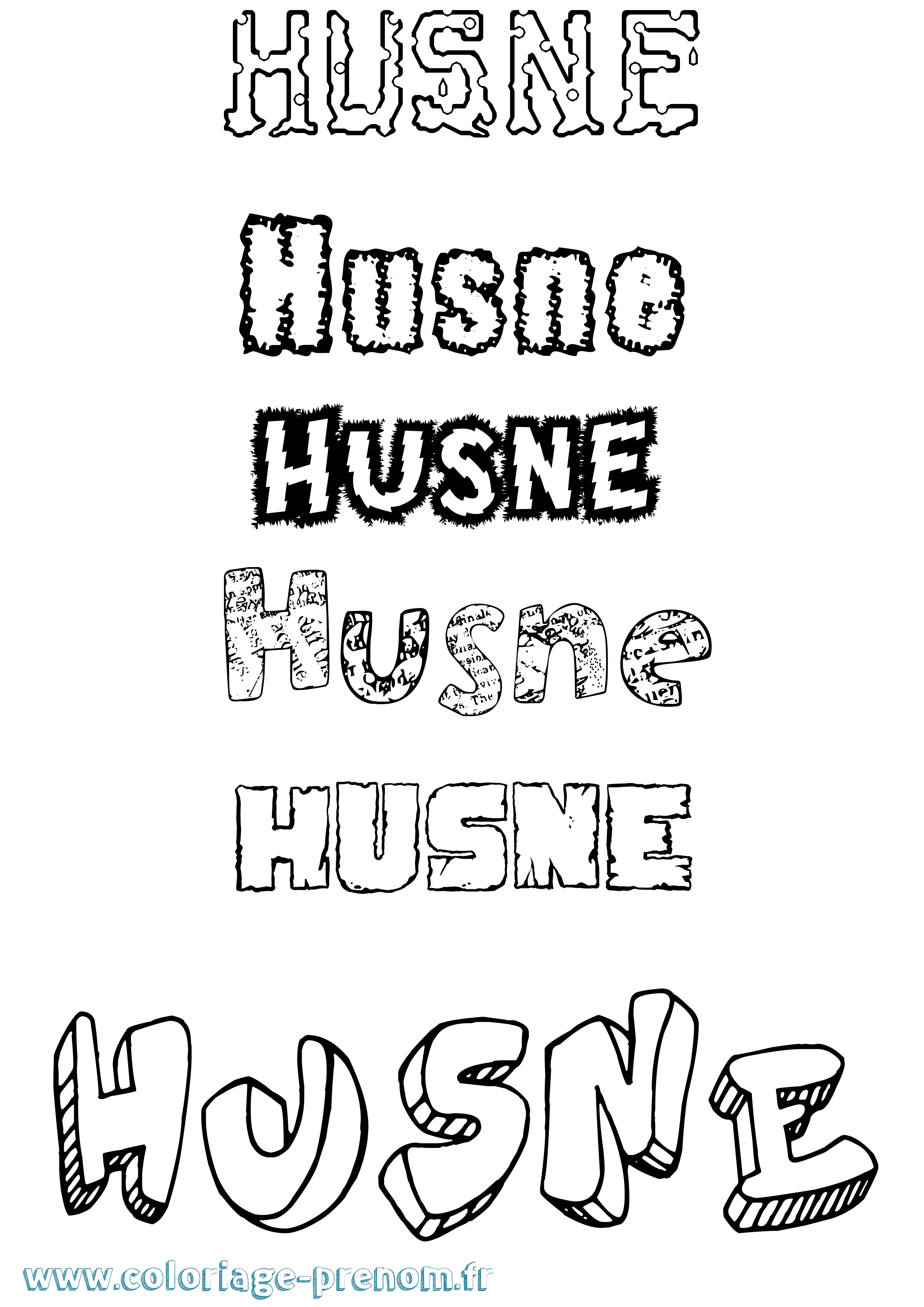 Coloriage Husne Destructuré Coloriage prénom Husne Destructuré