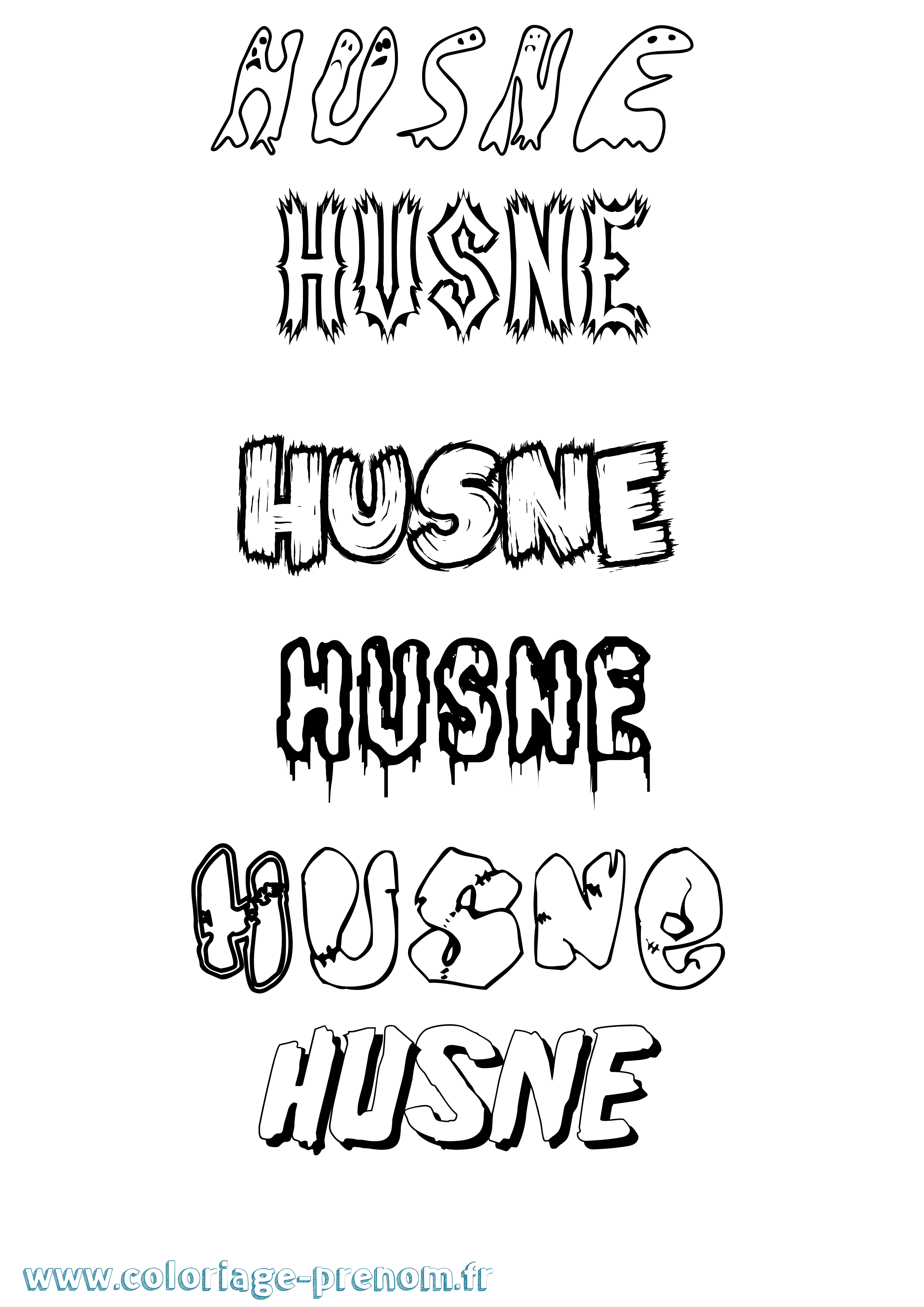 Coloriage Husne Frisson Coloriage prénom Husne Frisson