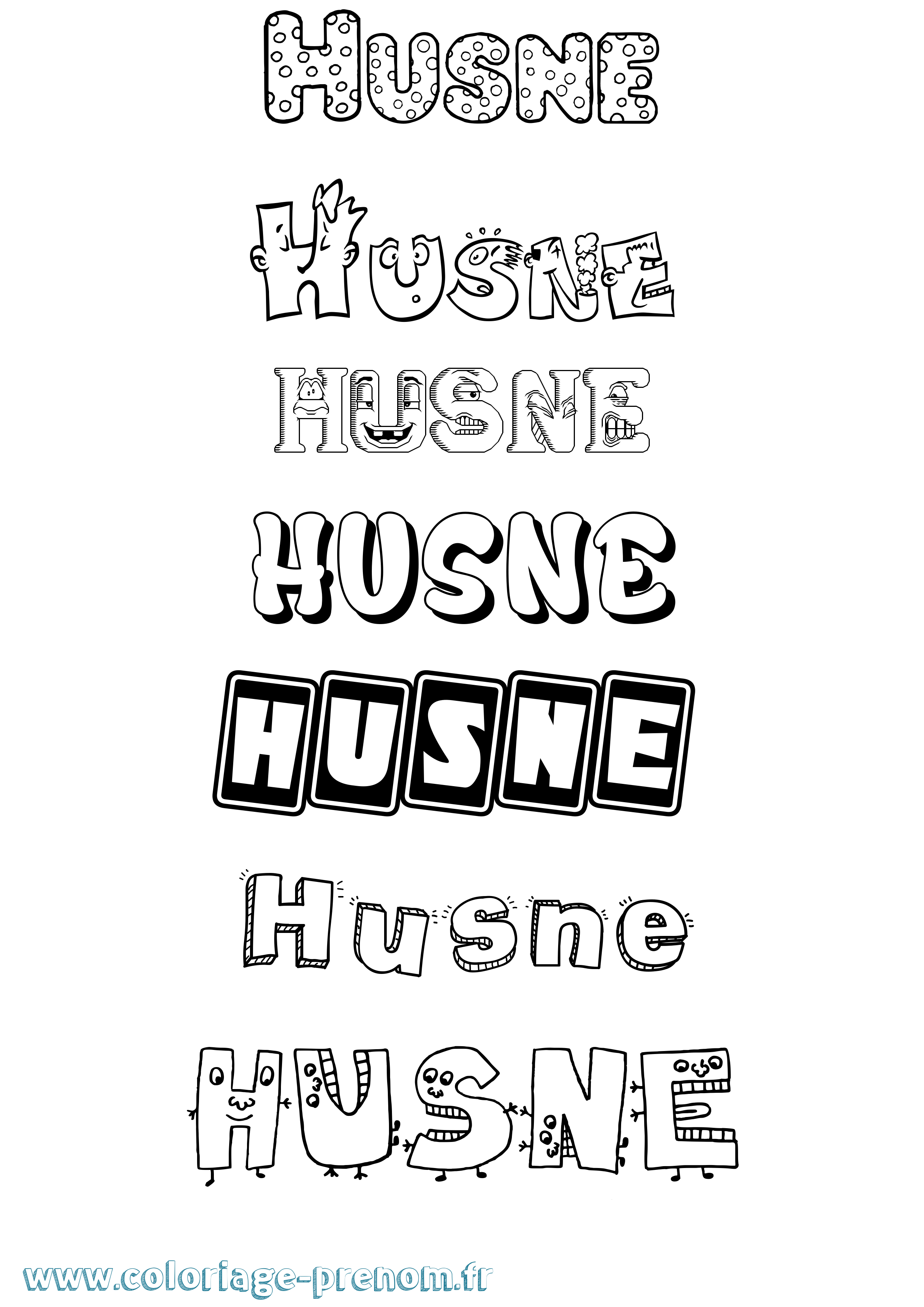 Coloriage Husne Fun Coloriage prénom Husne Fun
