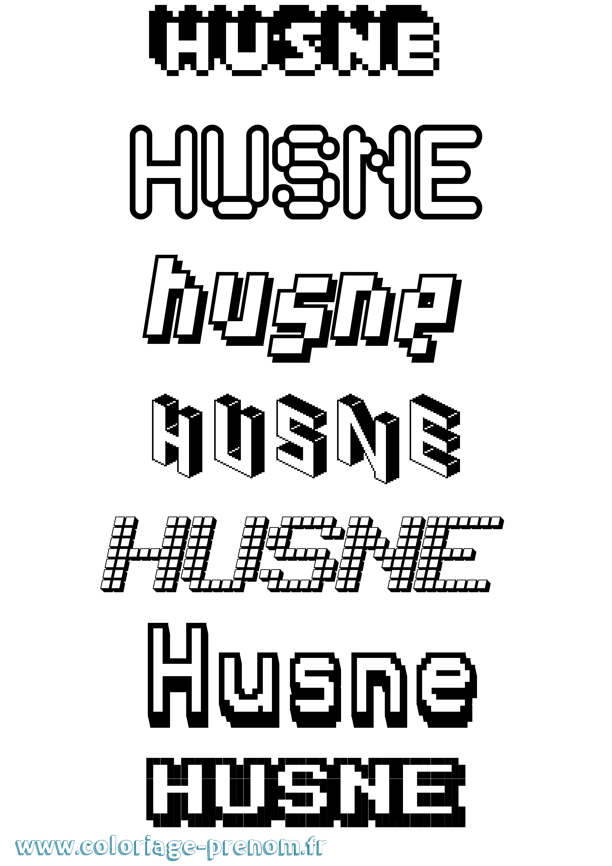Coloriage Husne Pixel Coloriage prénom Husne Pixel