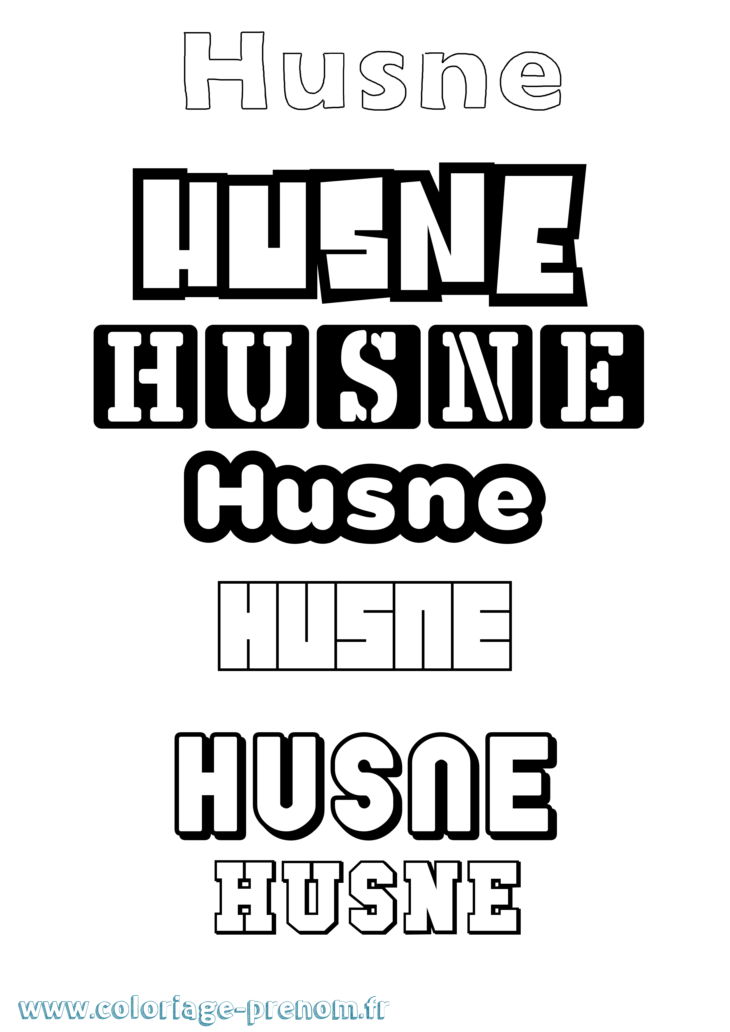 Coloriage Husne Simple Coloriage prénom Husne Simple