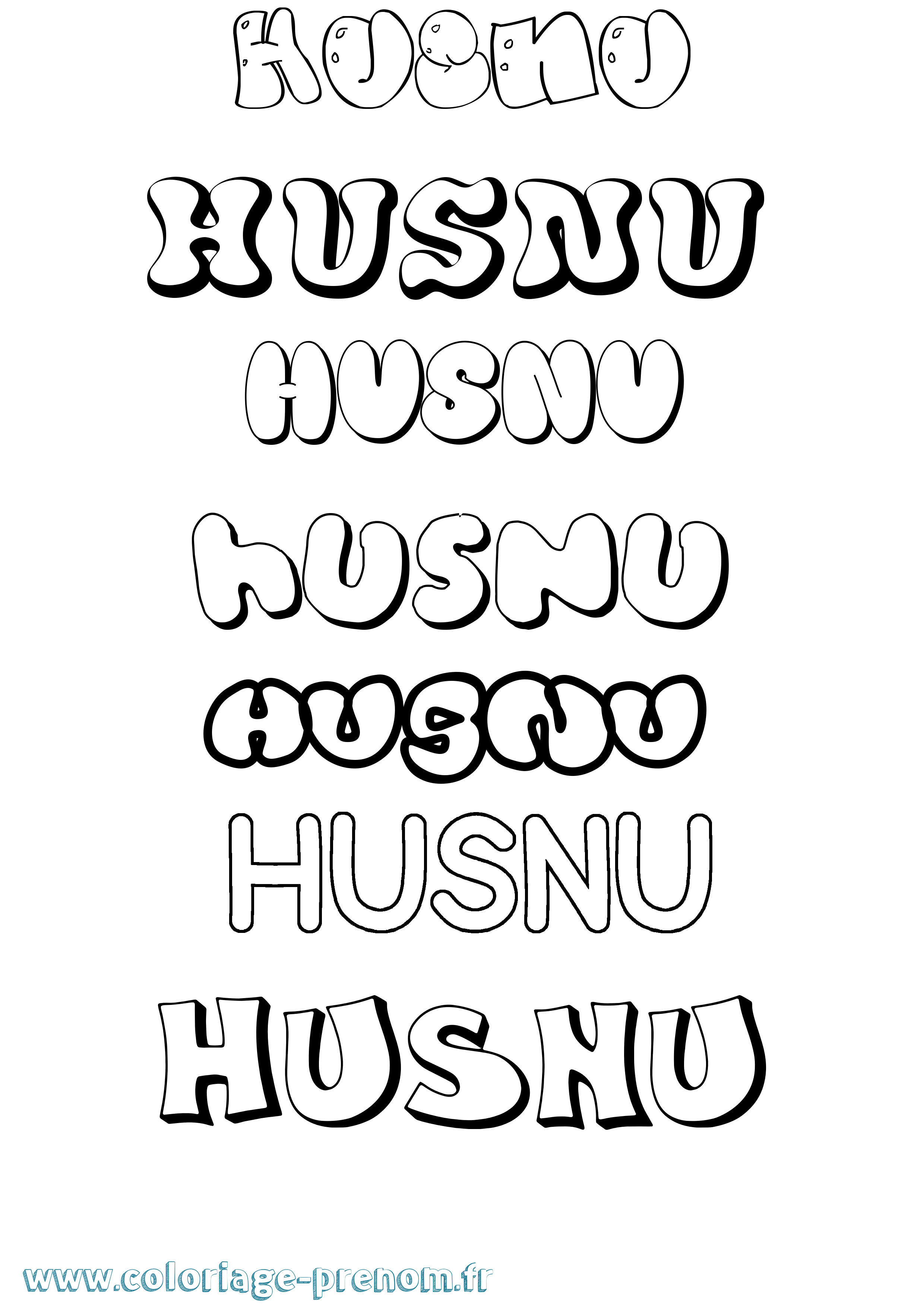 Coloriage Husnu Bubble Coloriage prénom Husnu Bubble