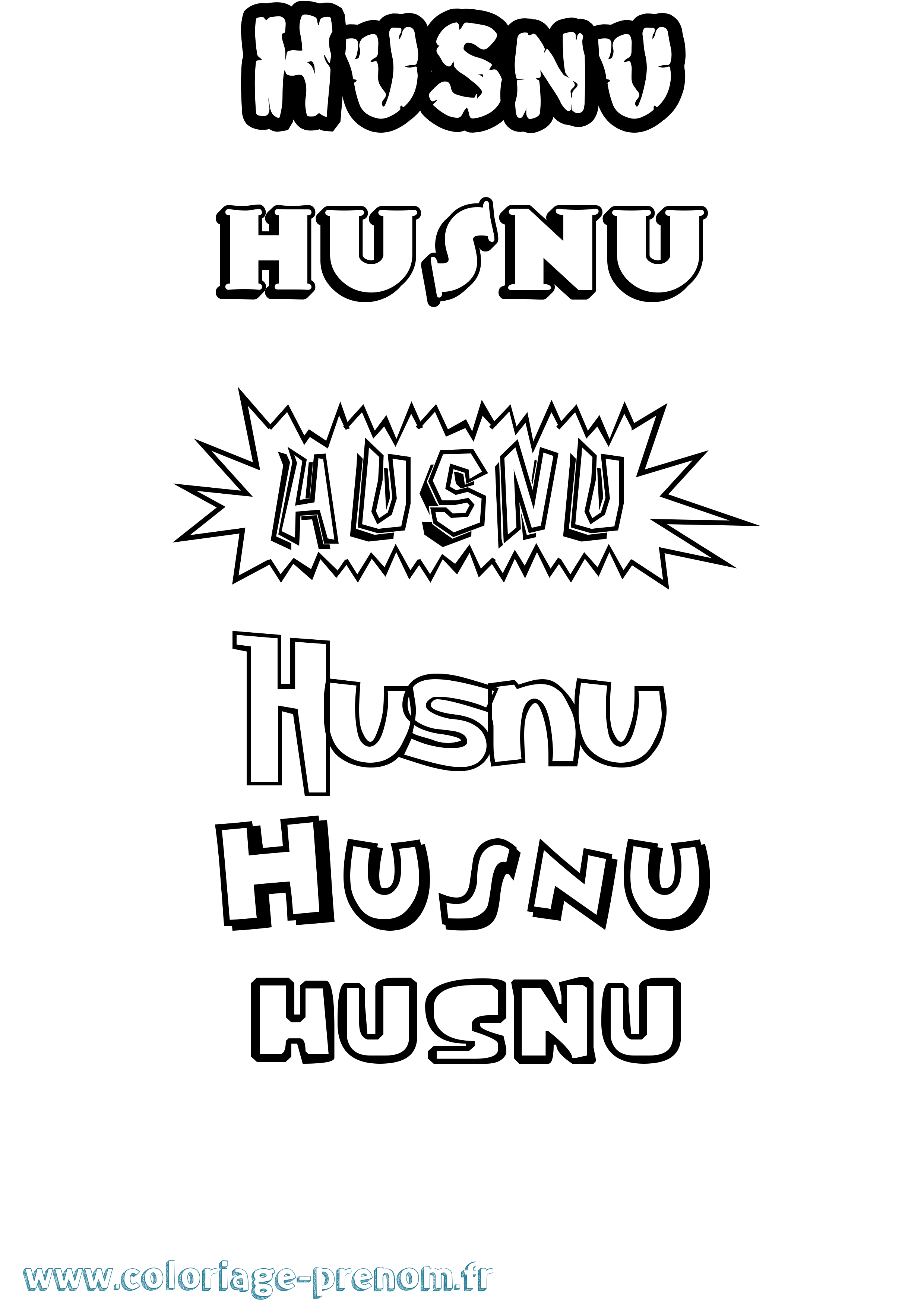 Coloriage Husnu Dessin Animé Coloriage prénom Husnu Dessin Animé