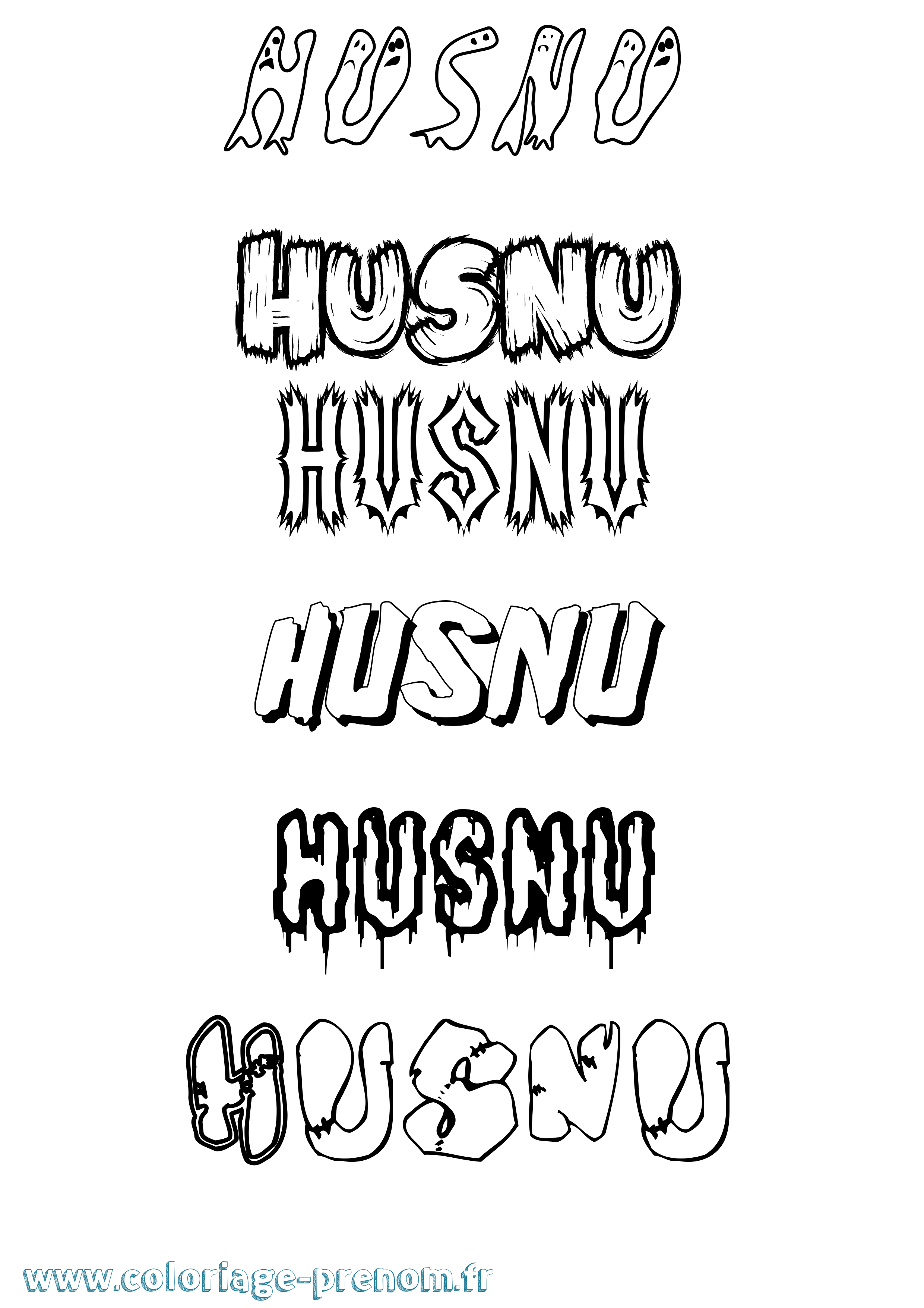 Coloriage Husnu Frisson Coloriage prénom Husnu Frisson