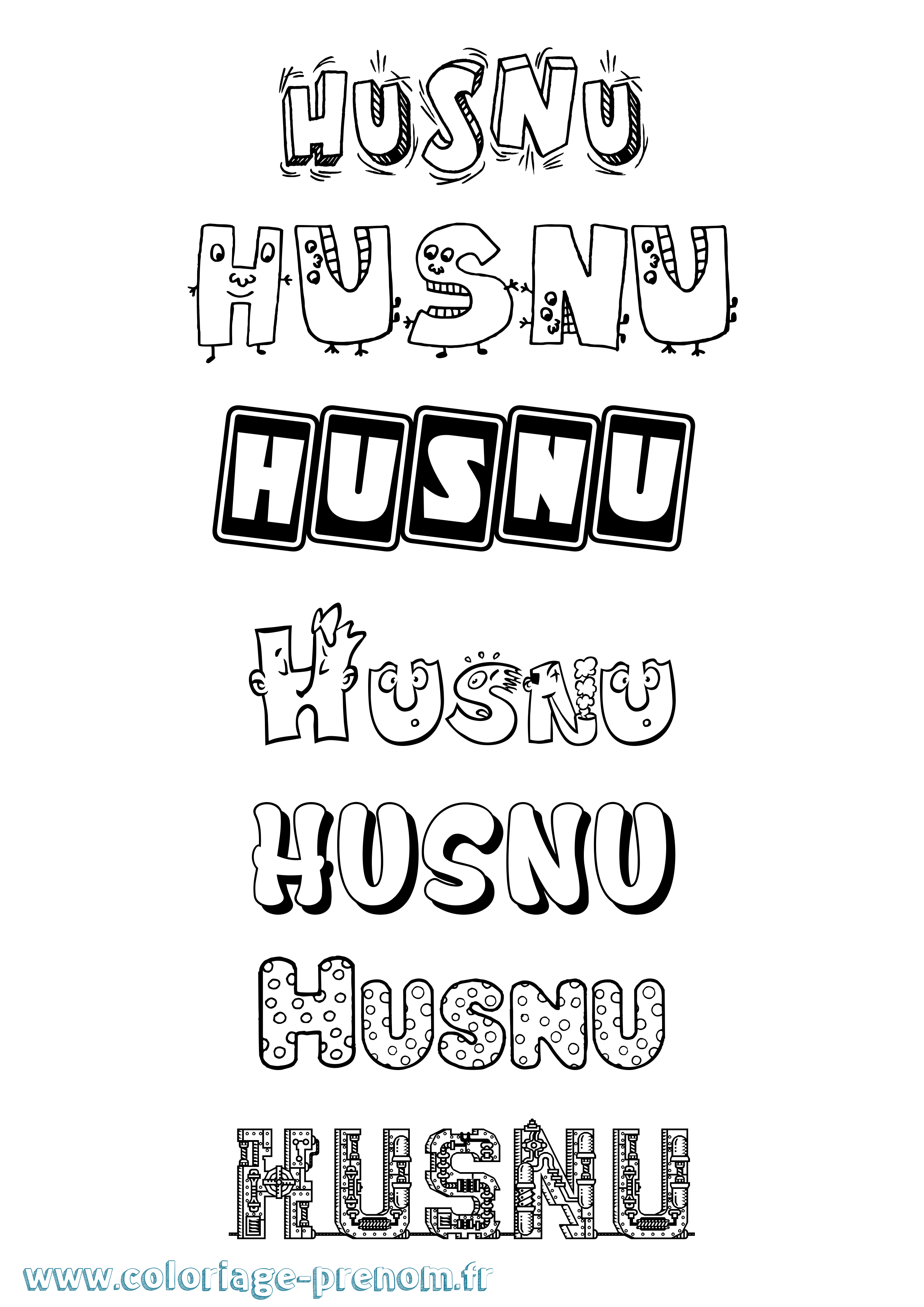 Coloriage Husnu Fun Coloriage prénom Husnu Fun