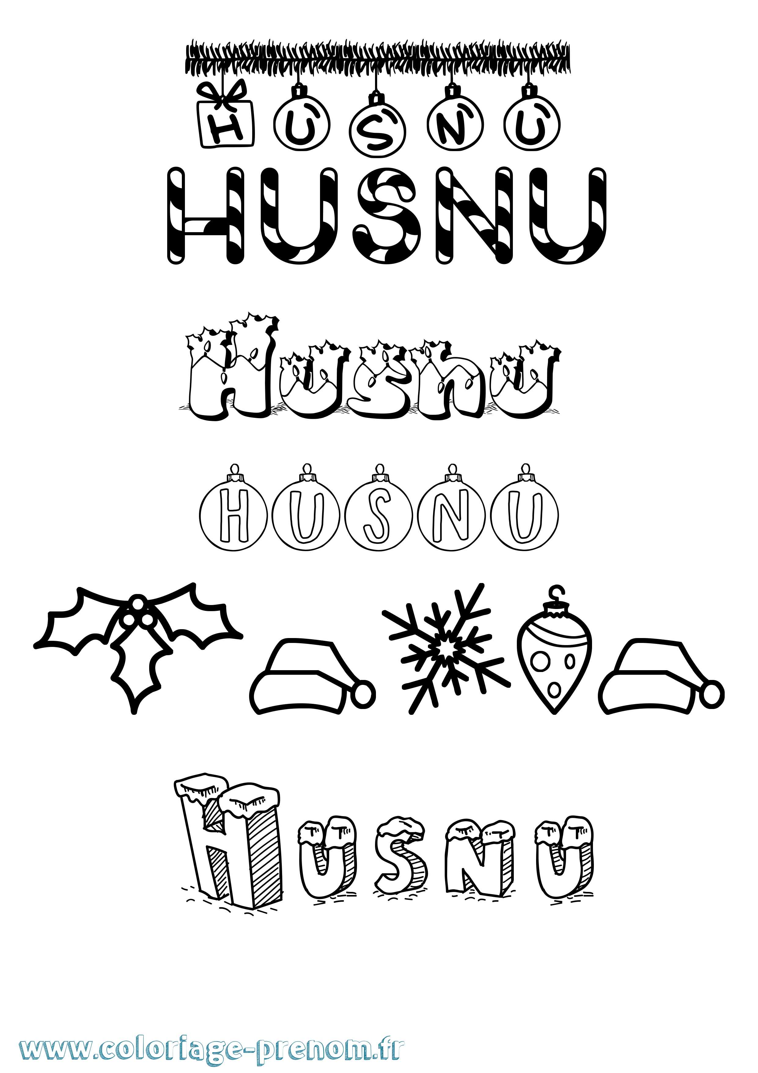 Coloriage Husnu Noël Coloriage prénom Husnu Noël