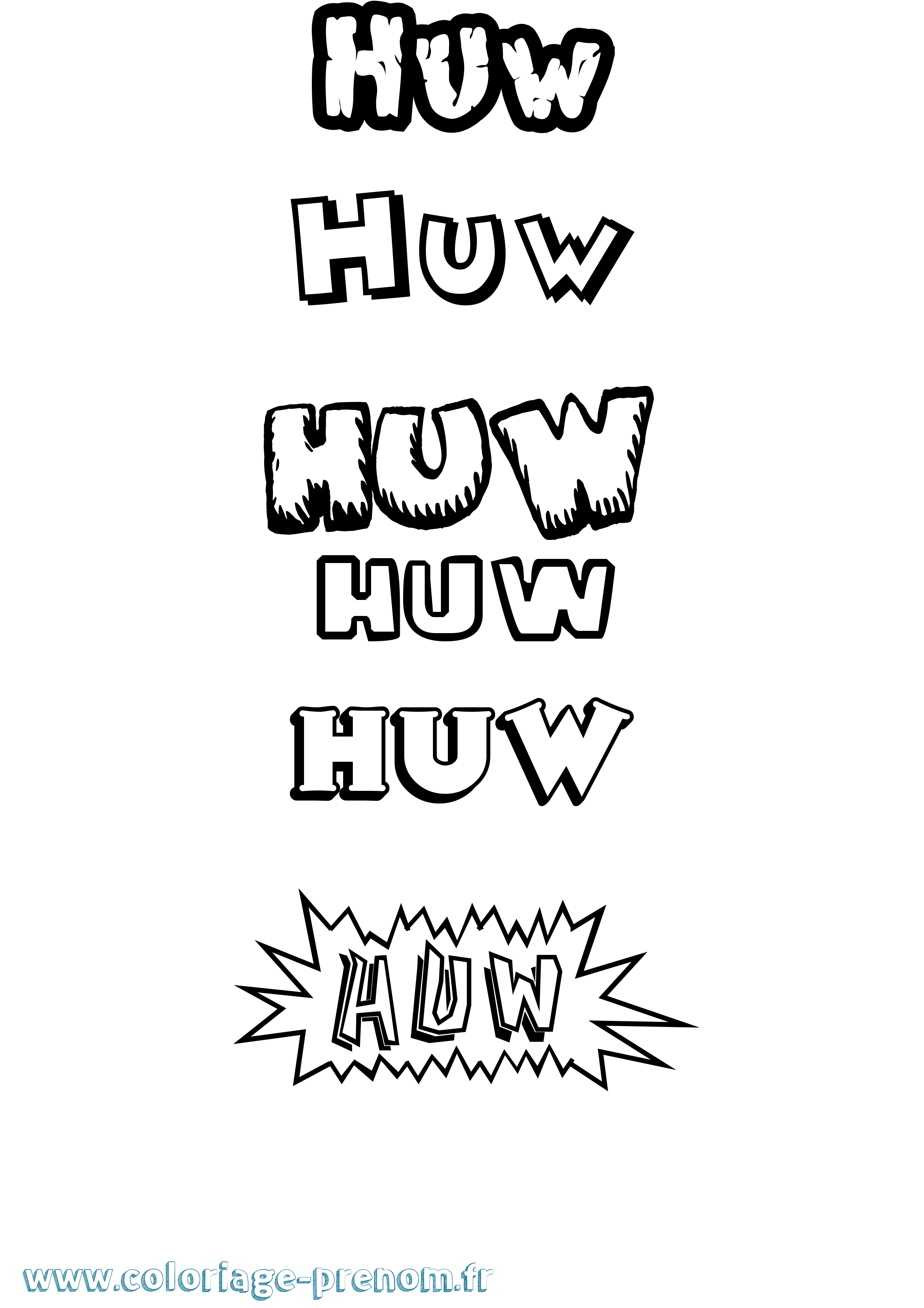 Coloriage Huw Dessin Animé Coloriage prénom Huw Dessin Animé