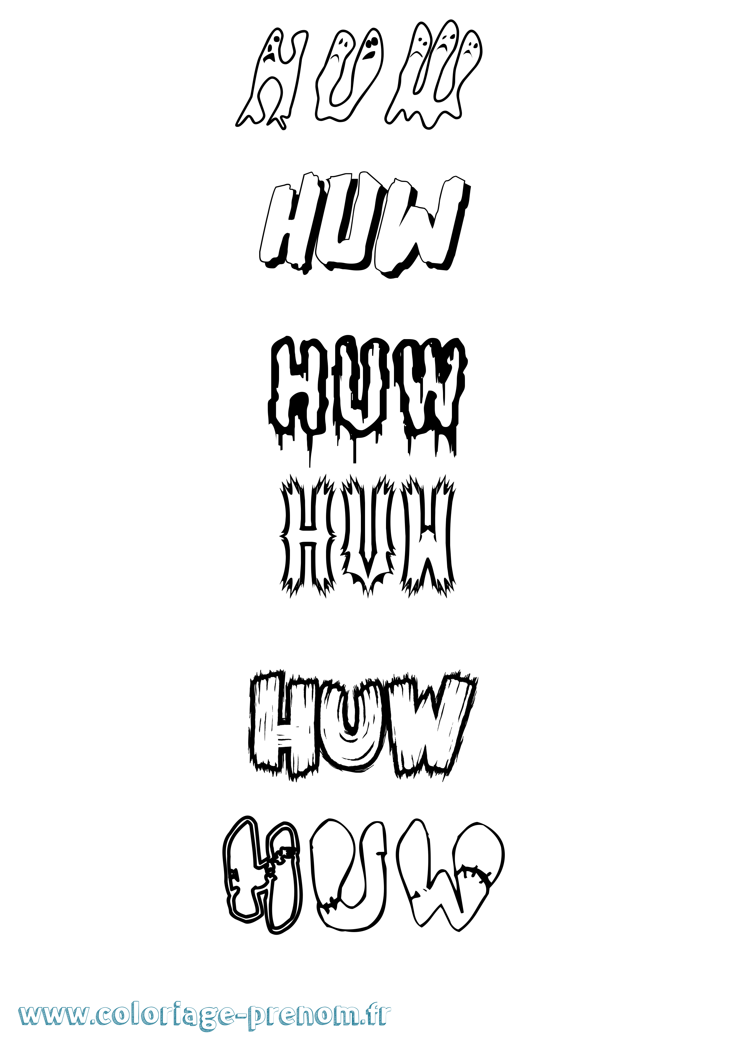 Coloriage Huw Frisson Coloriage prénom Huw Frisson