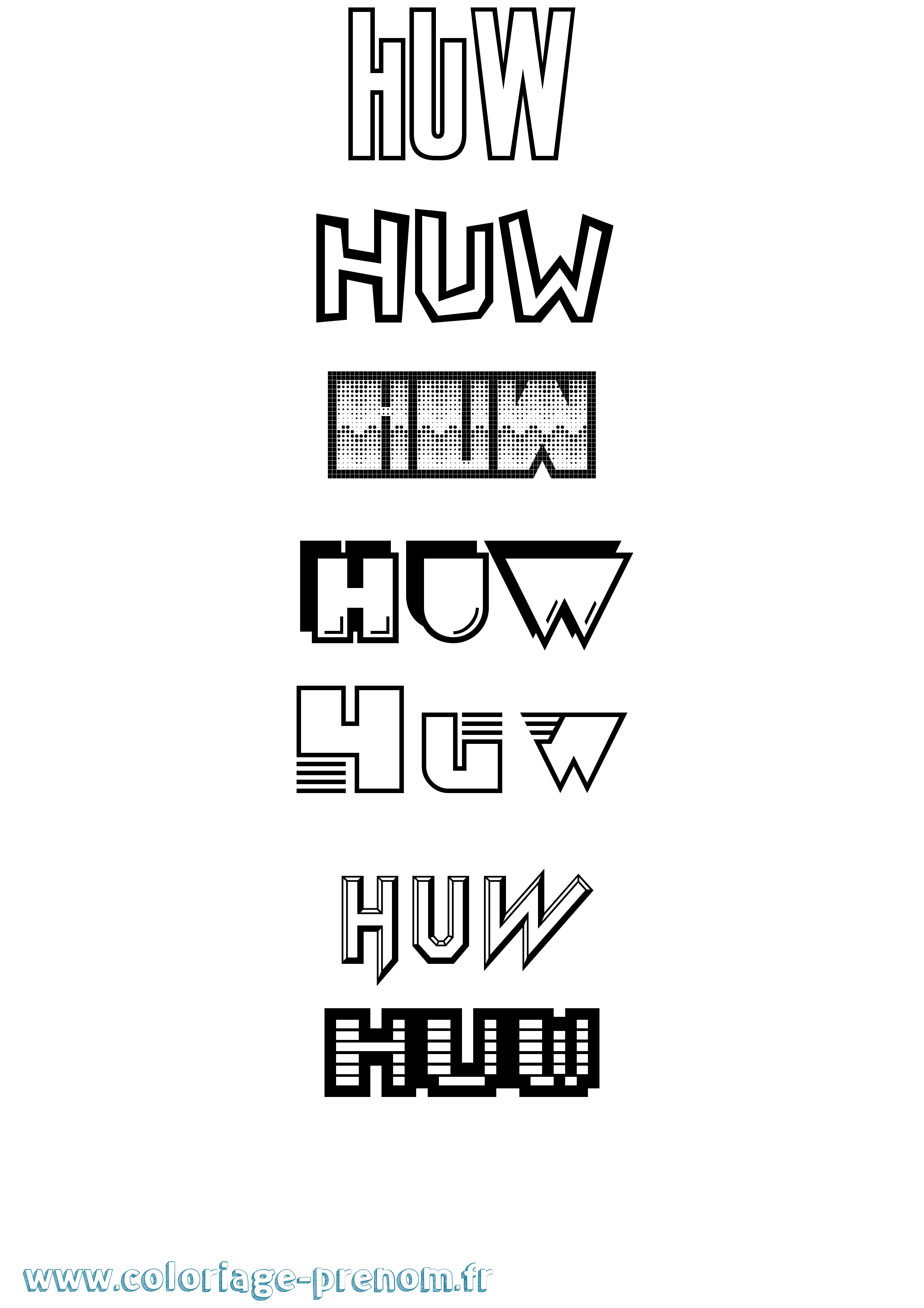 Coloriage Huw Jeux Vidéos Coloriage prénom Huw Jeux Vidéos