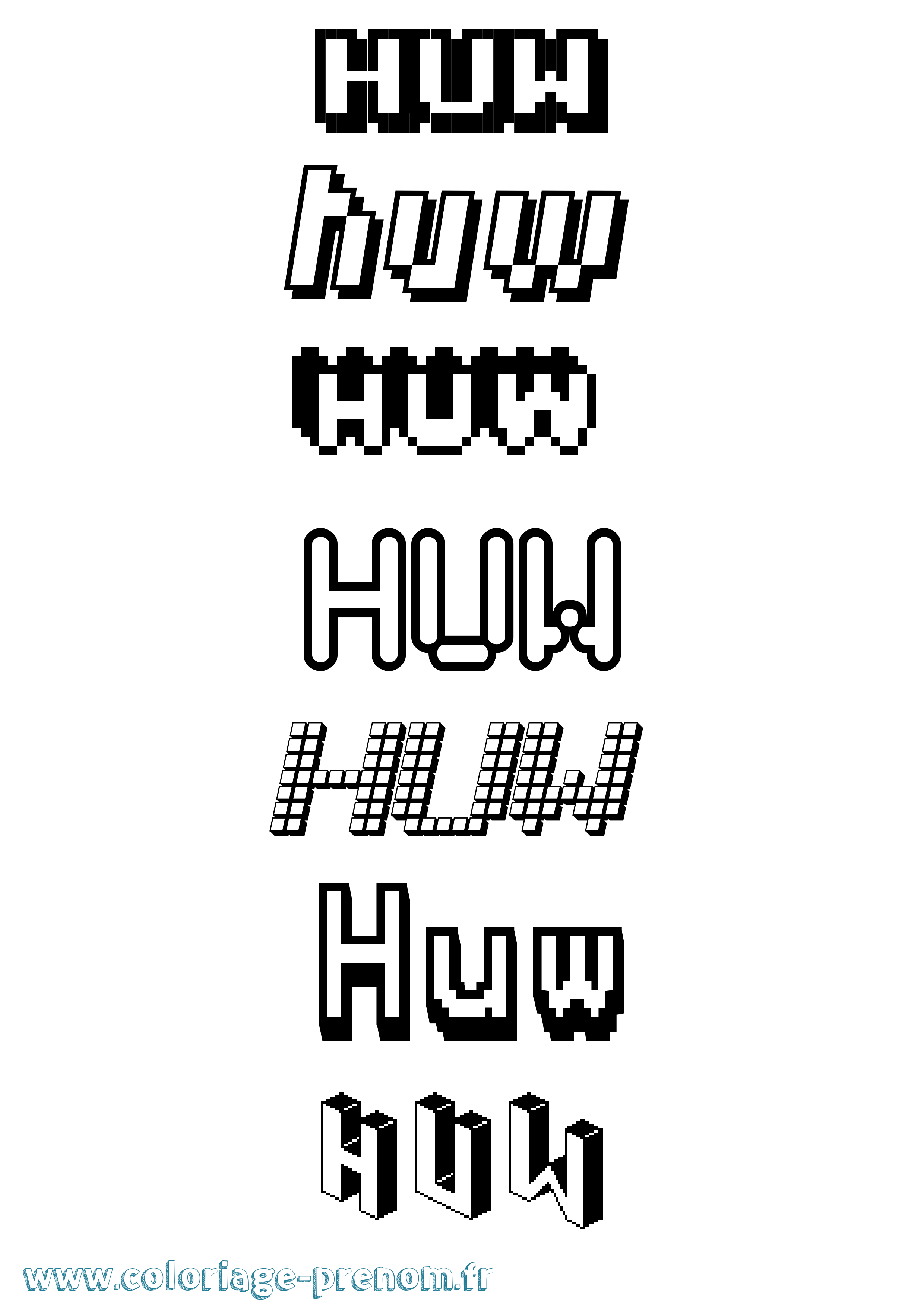 Coloriage Huw Pixel Coloriage prénom Huw Pixel