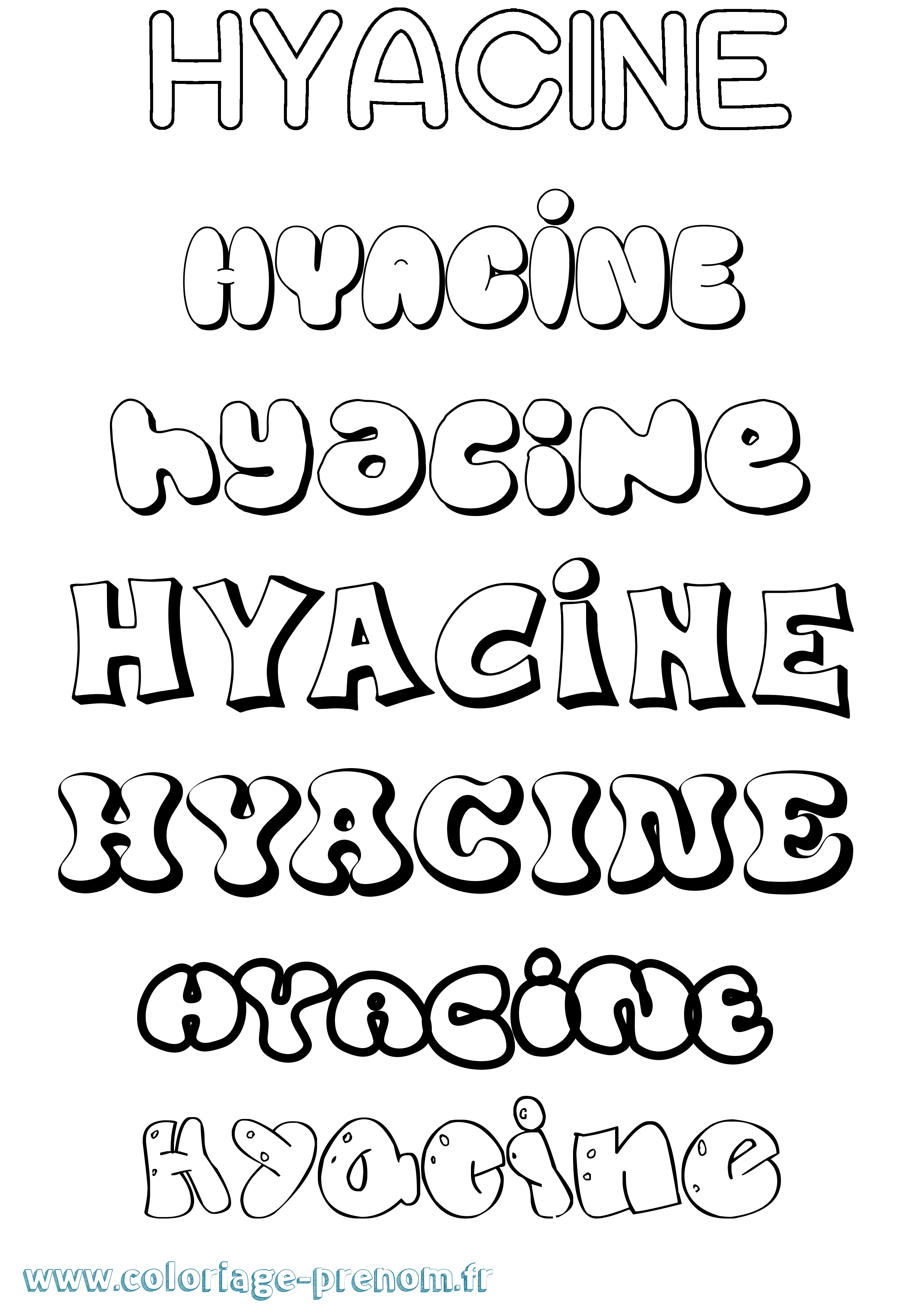 Coloriage Hyacine Bubble Coloriage prénom Hyacine Bubble