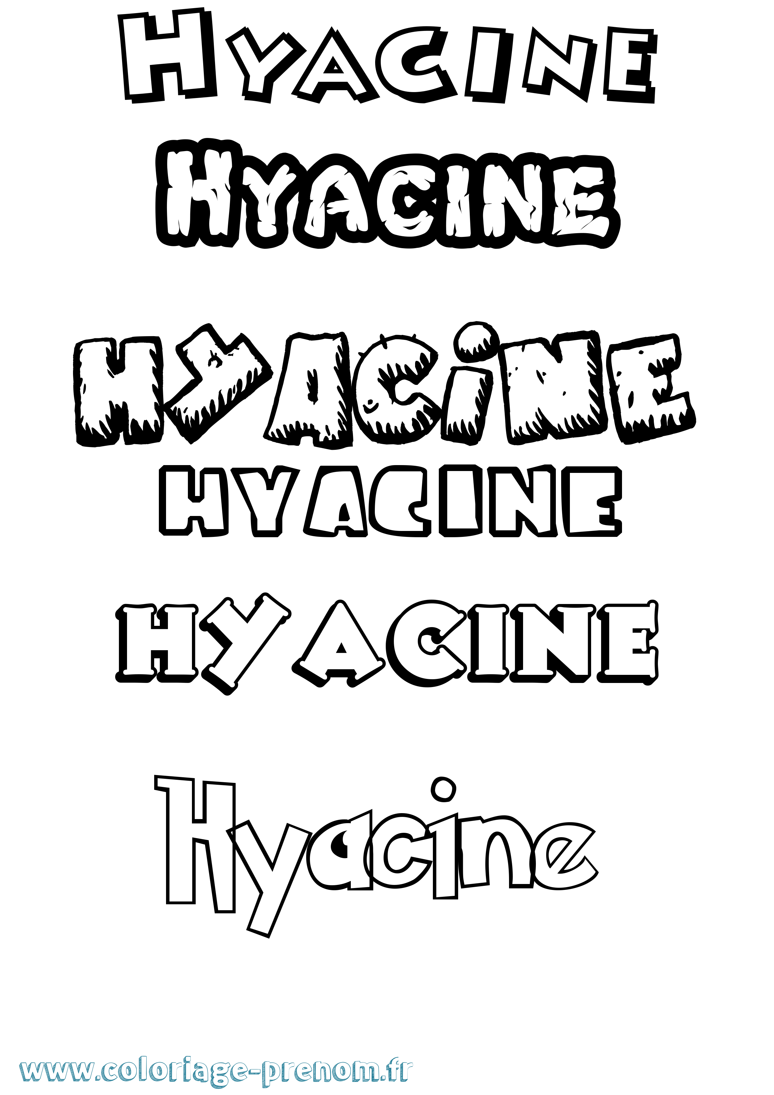 Coloriage Hyacine Dessin Animé Coloriage prénom Hyacine Dessin Animé