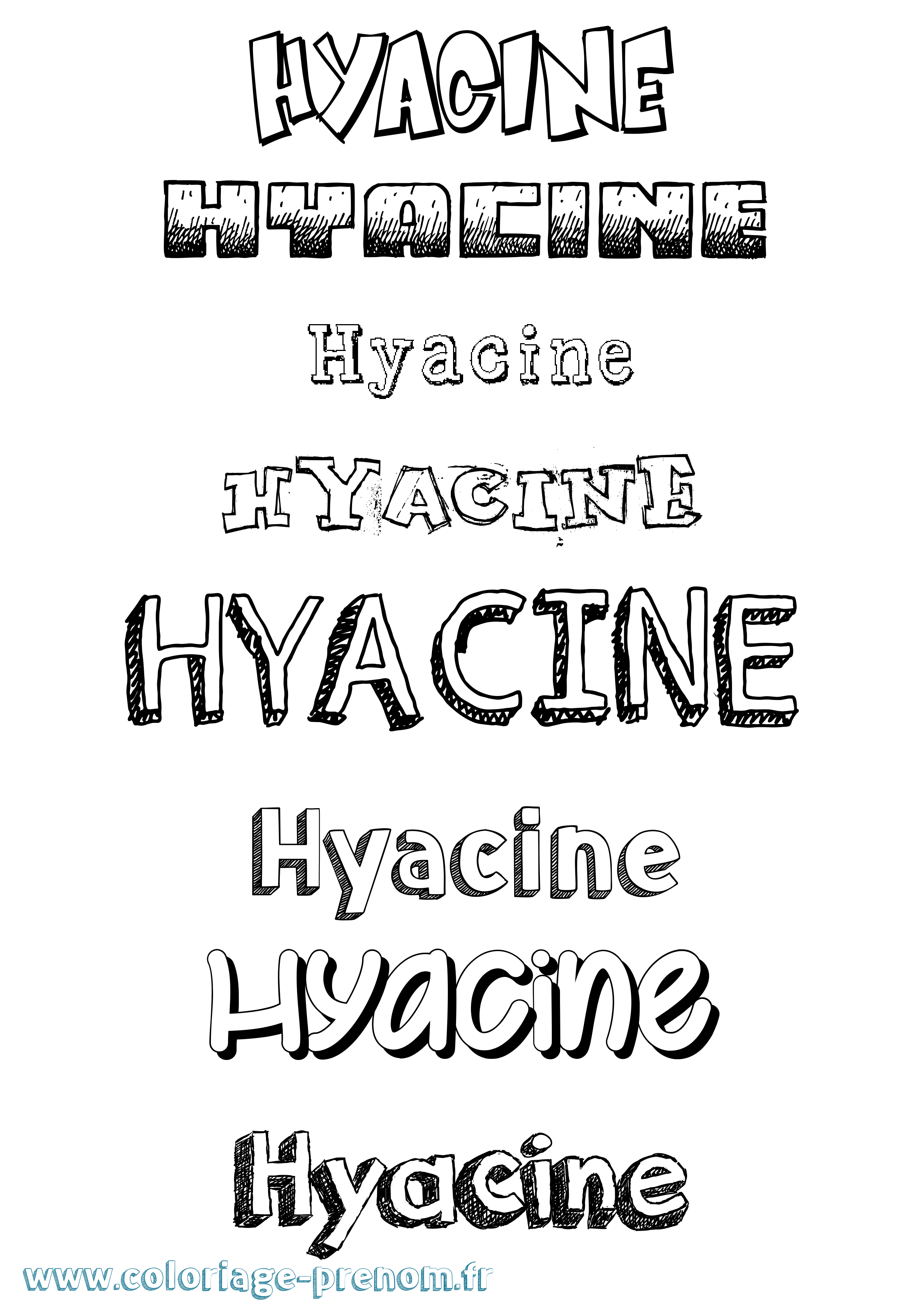 Coloriage Hyacine Dessiné Coloriage prénom Hyacine Dessiné