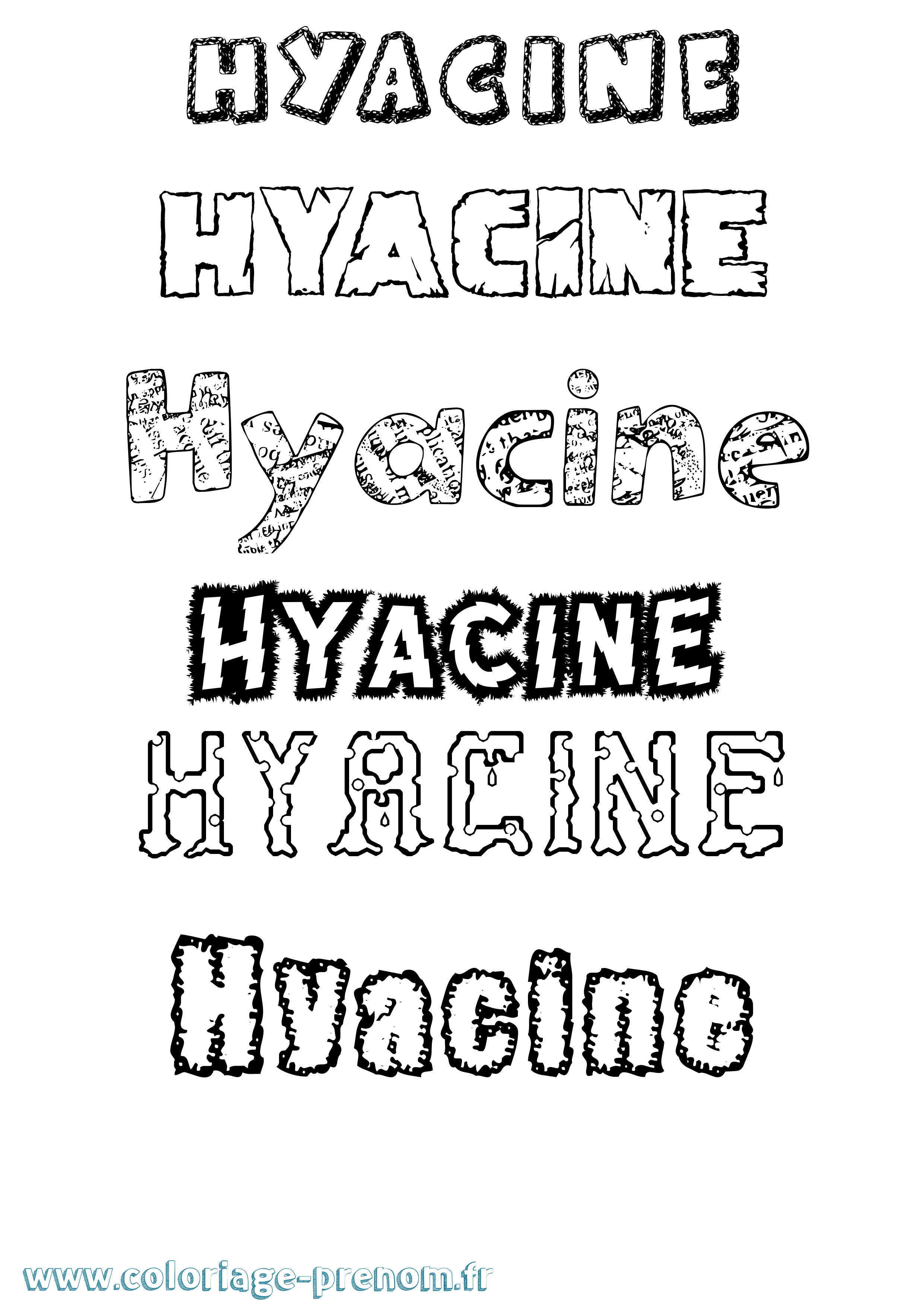 Coloriage Hyacine Destructuré Coloriage prénom Hyacine Destructuré