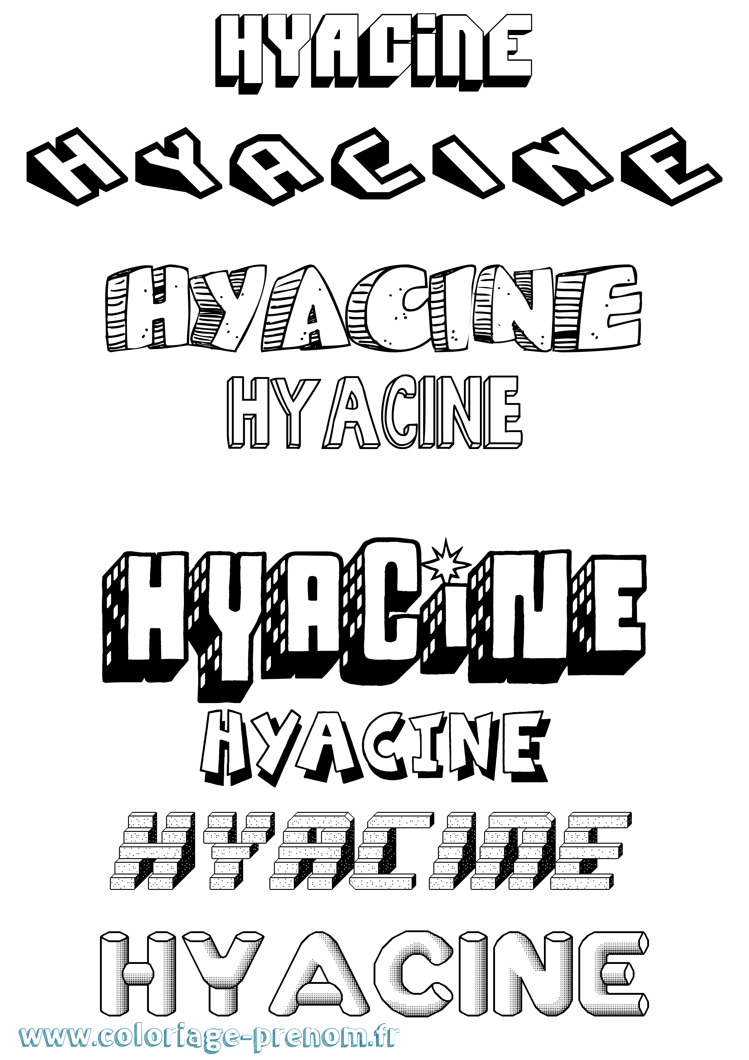 Coloriage Hyacine Effet 3D Coloriage prénom Hyacine Effet 3D