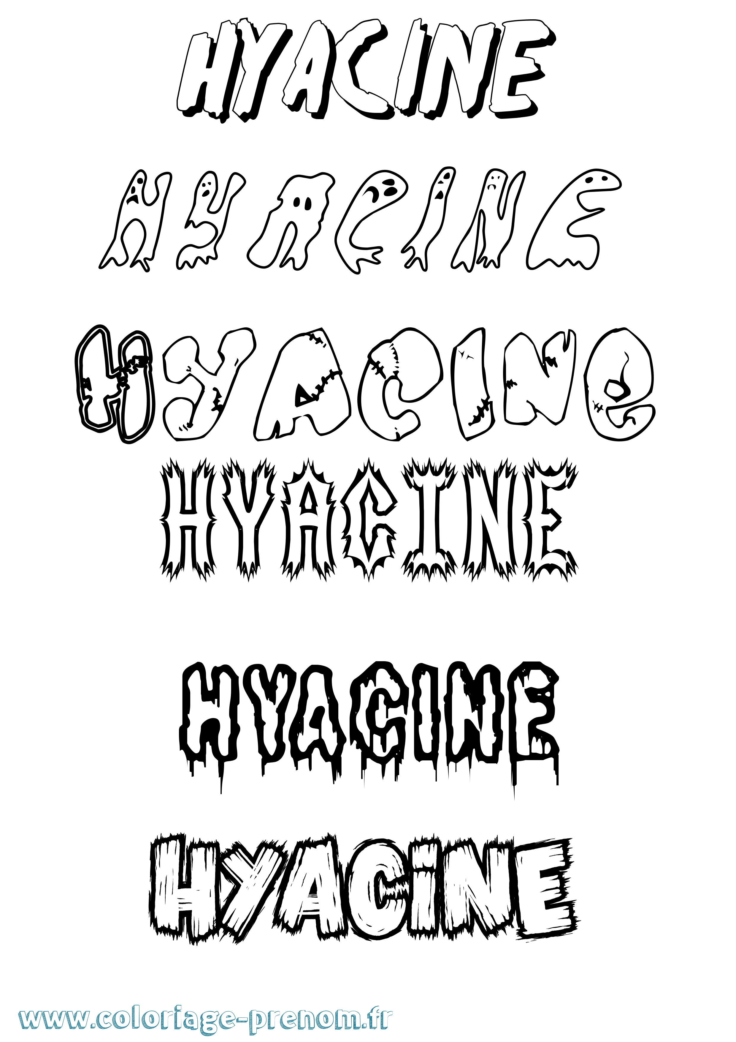Coloriage Hyacine Frisson Coloriage prénom Hyacine Frisson