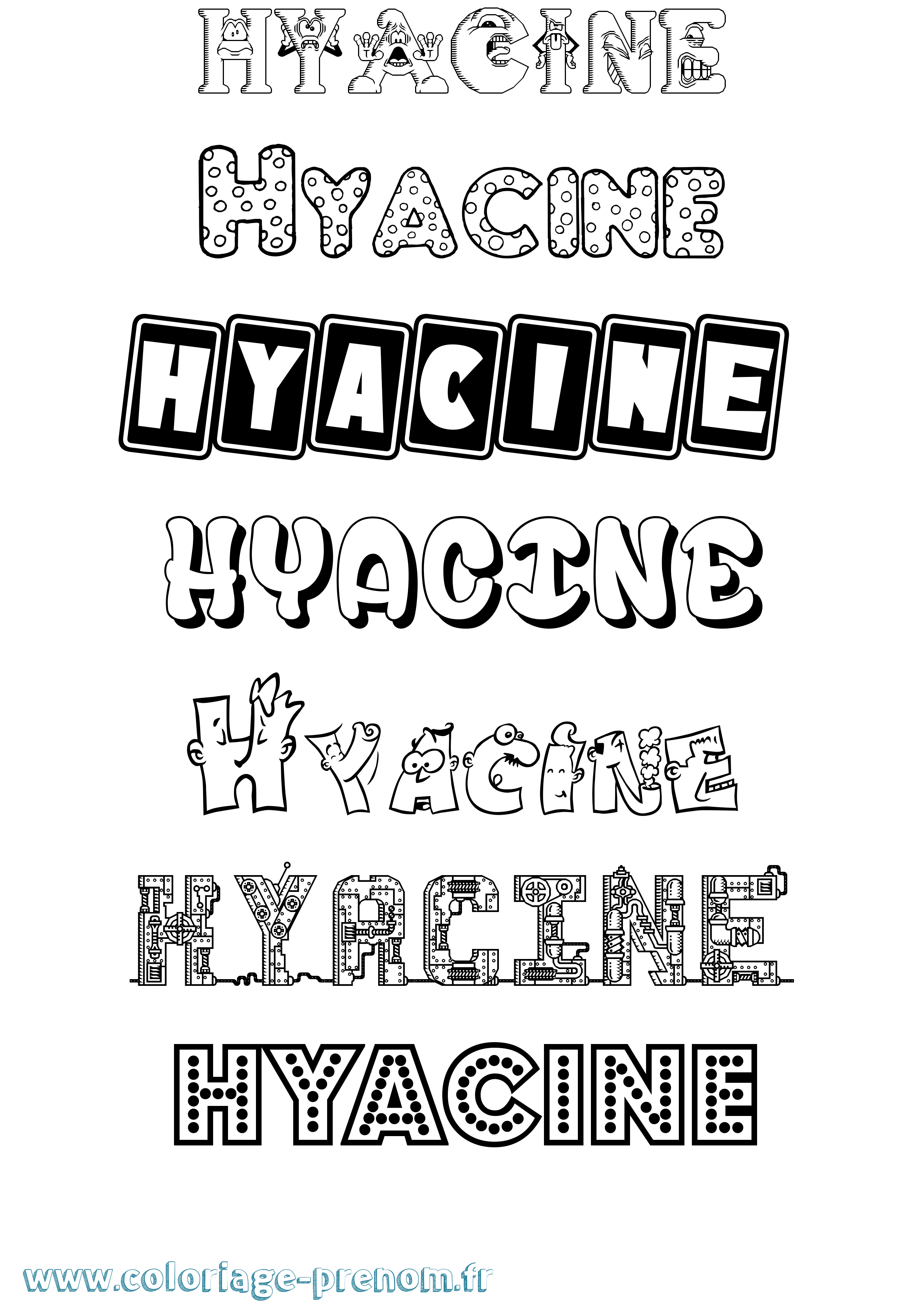 Coloriage Hyacine Fun Coloriage prénom Hyacine Fun