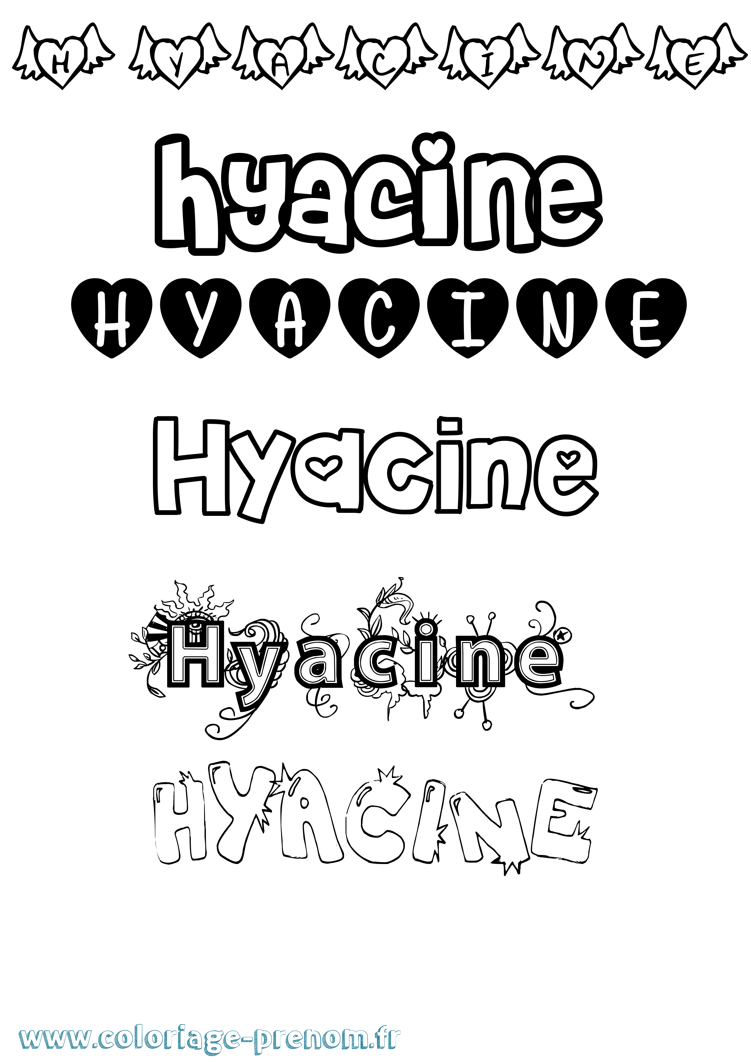Coloriage Hyacine Girly Coloriage prénom Hyacine Girly