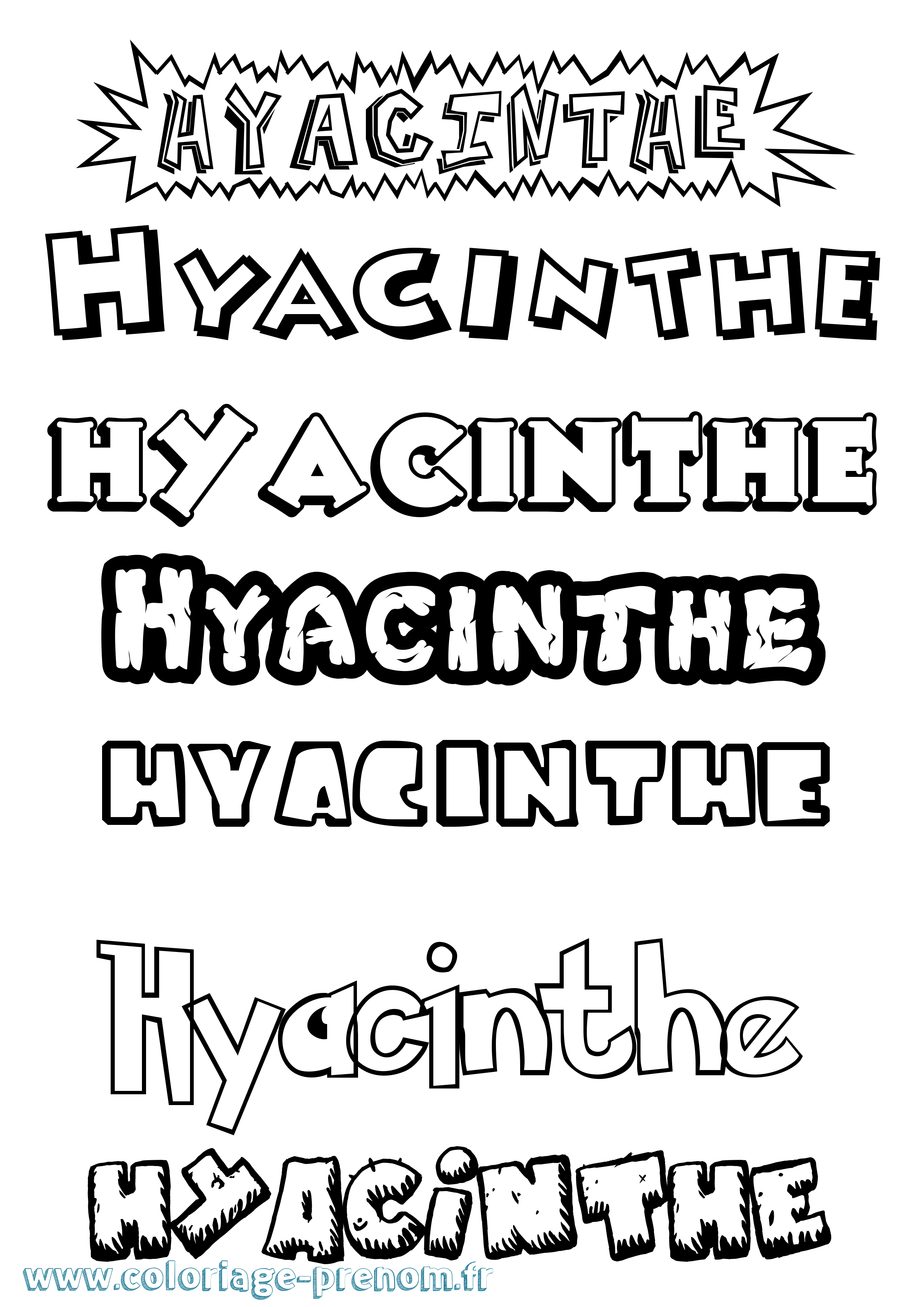 Coloriage Hyacinthe Dessin Animé Coloriage prénom Hyacinthe Dessin Animé